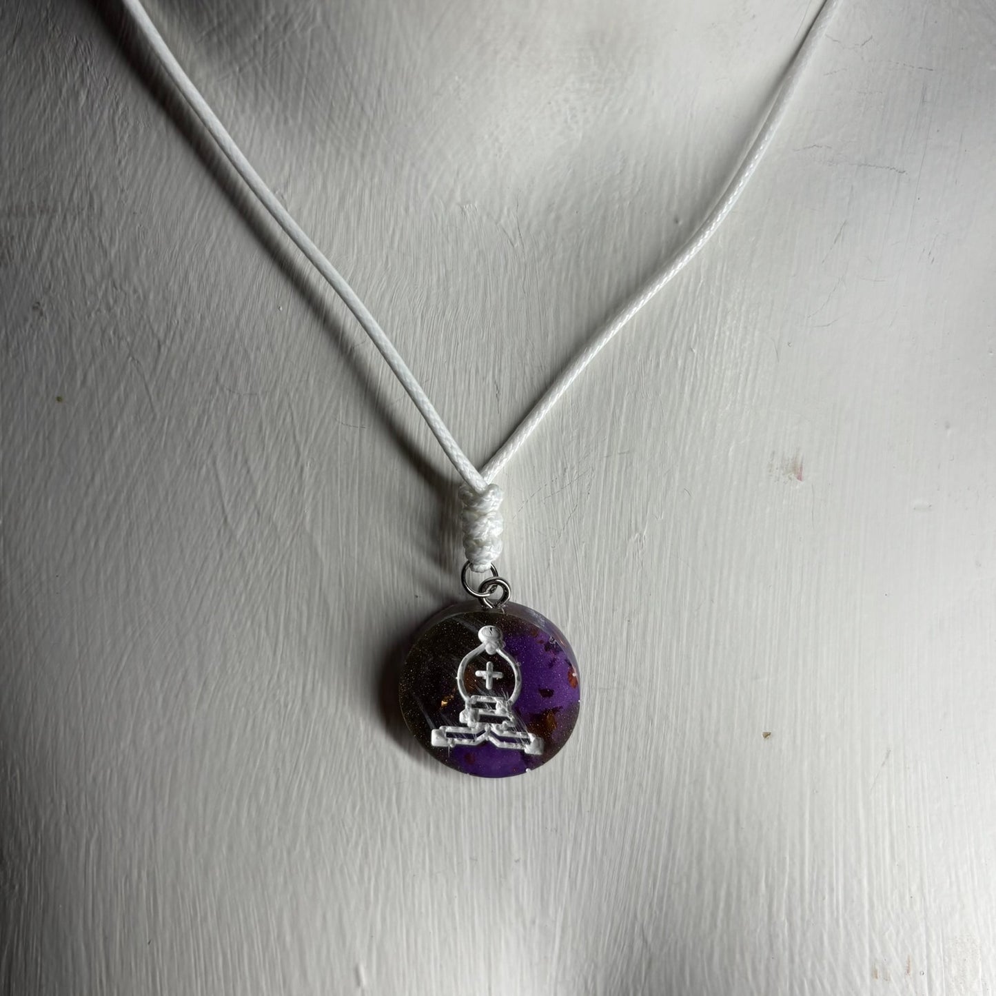 Iced Purple Bishop - Handmade Resin Chess Necklace