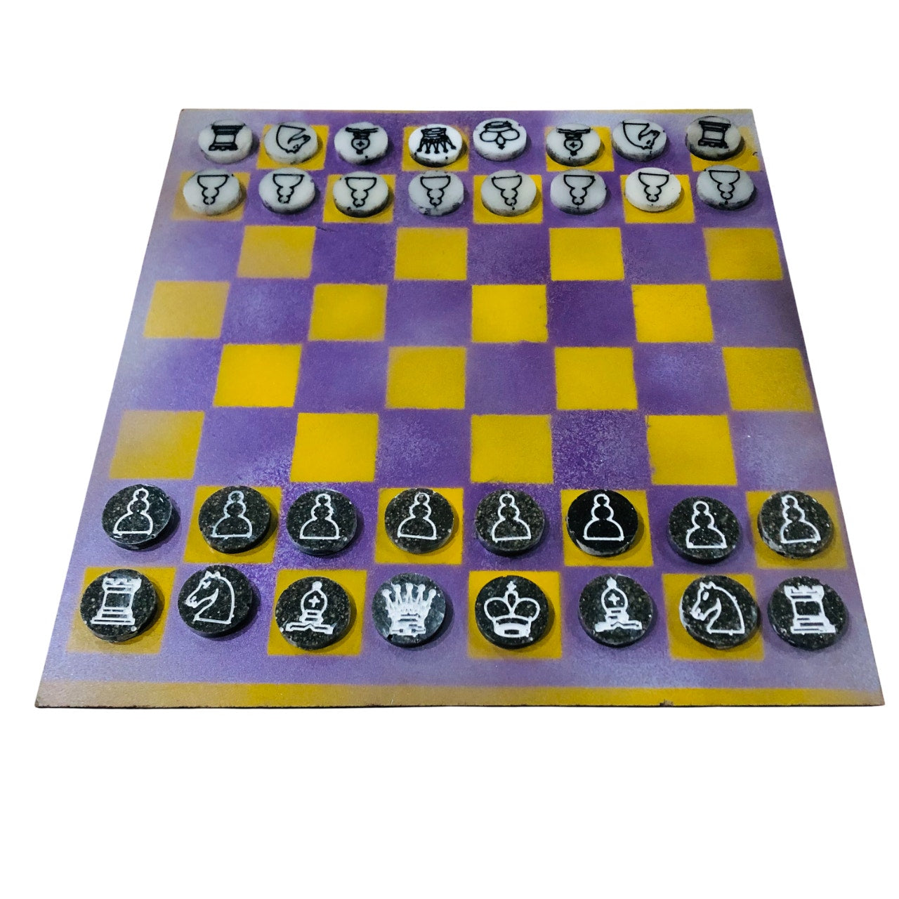 Purple Yellow Mist - Painted Chess Set