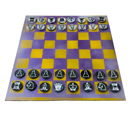 Purple Yellow Mist - Painted Chess Set