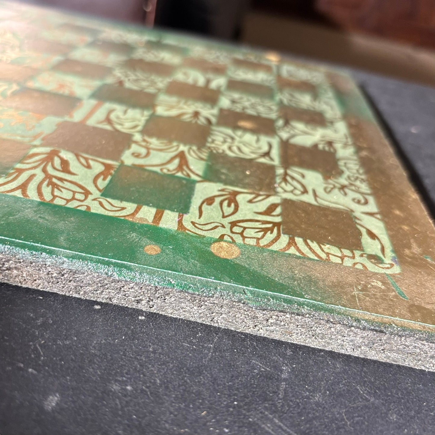 Golden Green Vintage - Scrapbook Chess Set