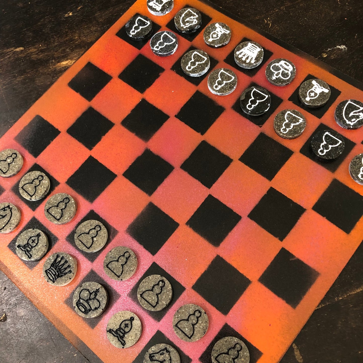 Vintage Orange - Painted Chess Set