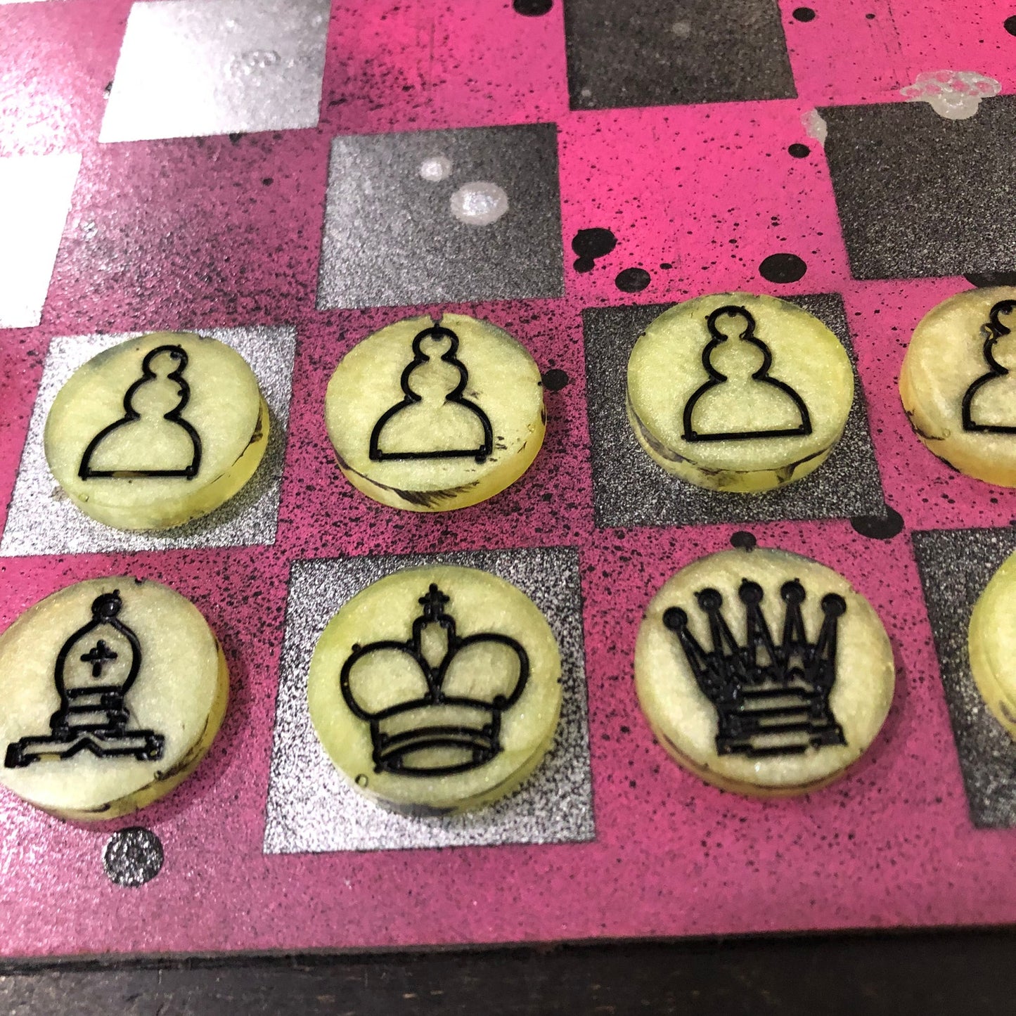 Chrome Pink - Painted Chess Set