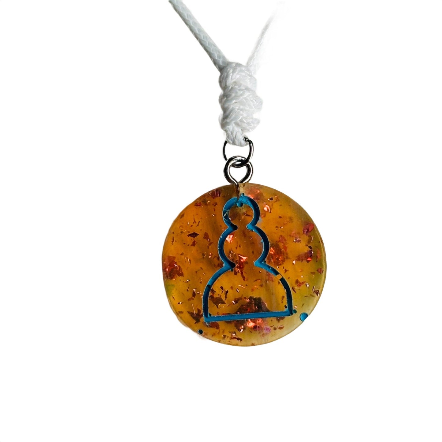 🎁 Amber Blue Pawn - Handmade Resin Chess Necklace (100% off)