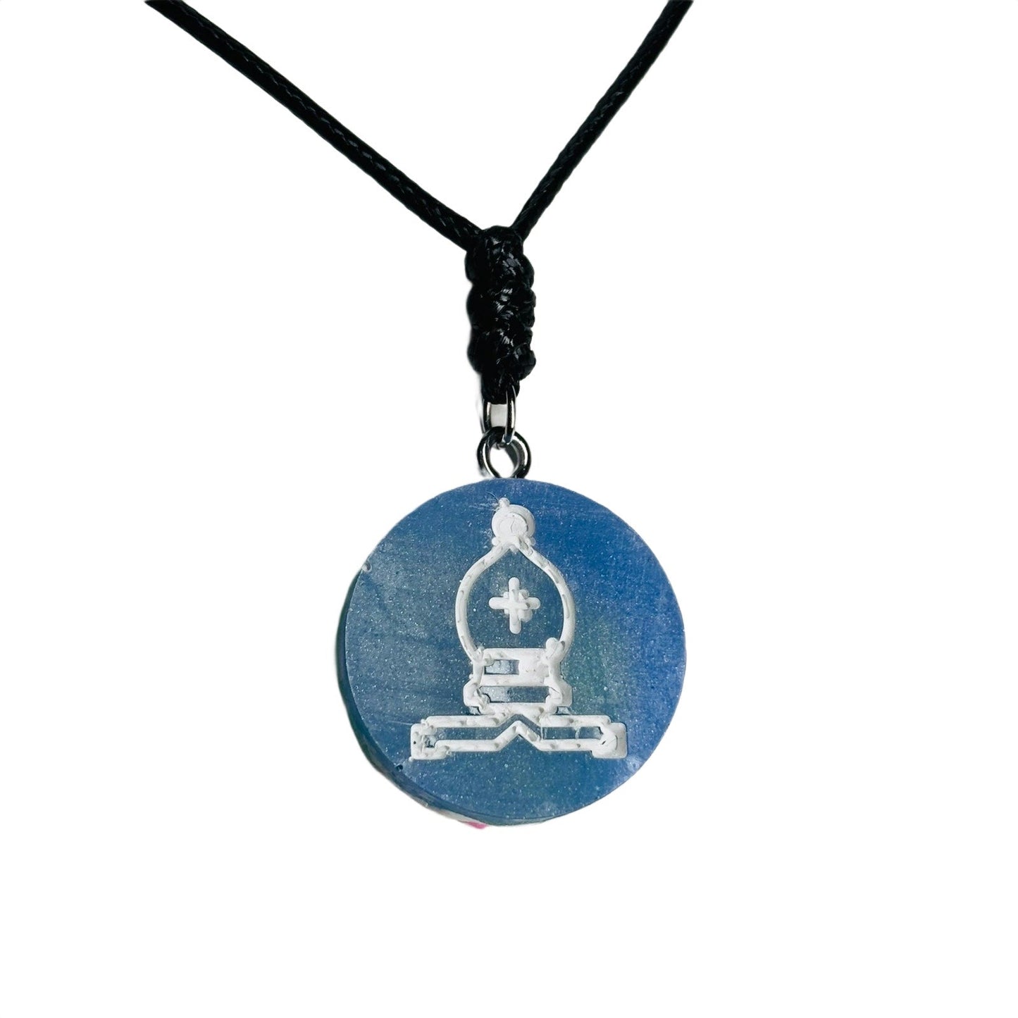 🎁 Blue Bishop - Handmade Resin Chess Necklace (100% off)