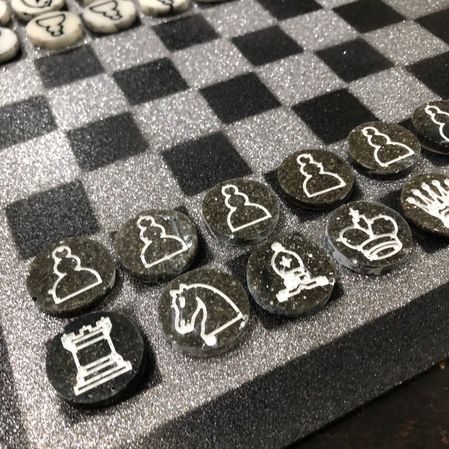 Gray & Black - Painted Chess Set