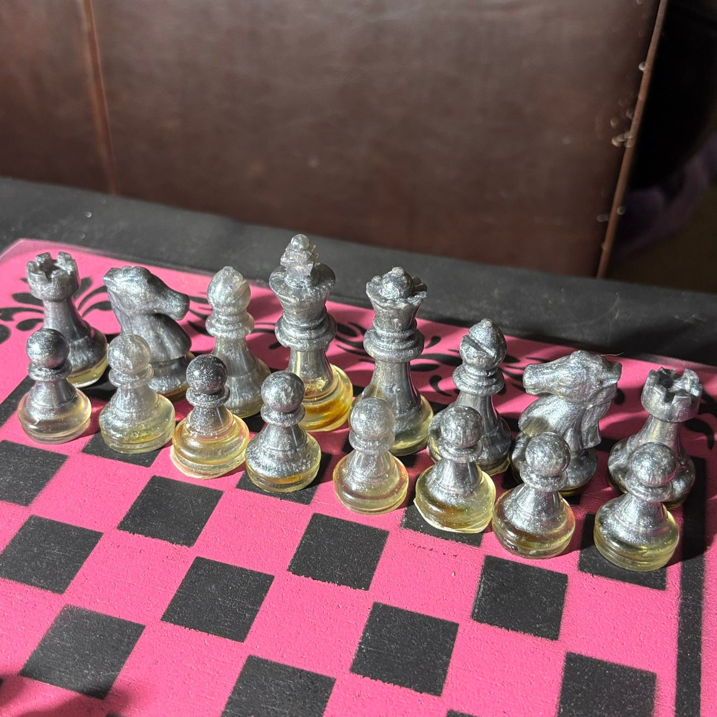 Pink & Black - Painted Chess Set