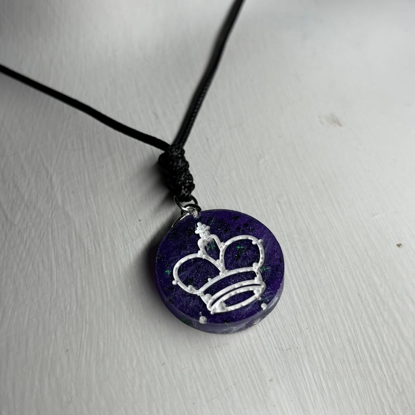 Dark Purple King - Handmade Resin Chess Necklace