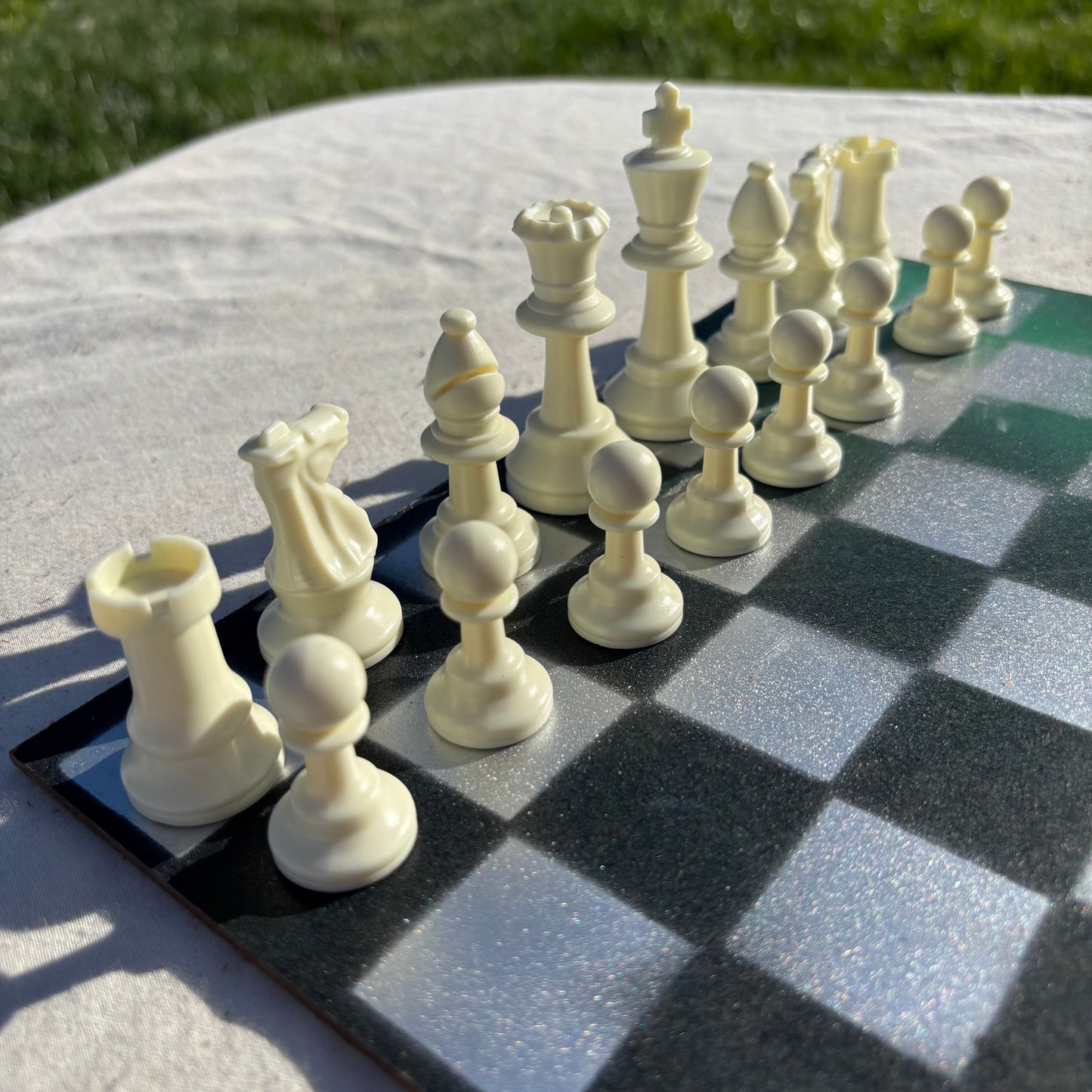 Chrome Green - Painted Chess Set