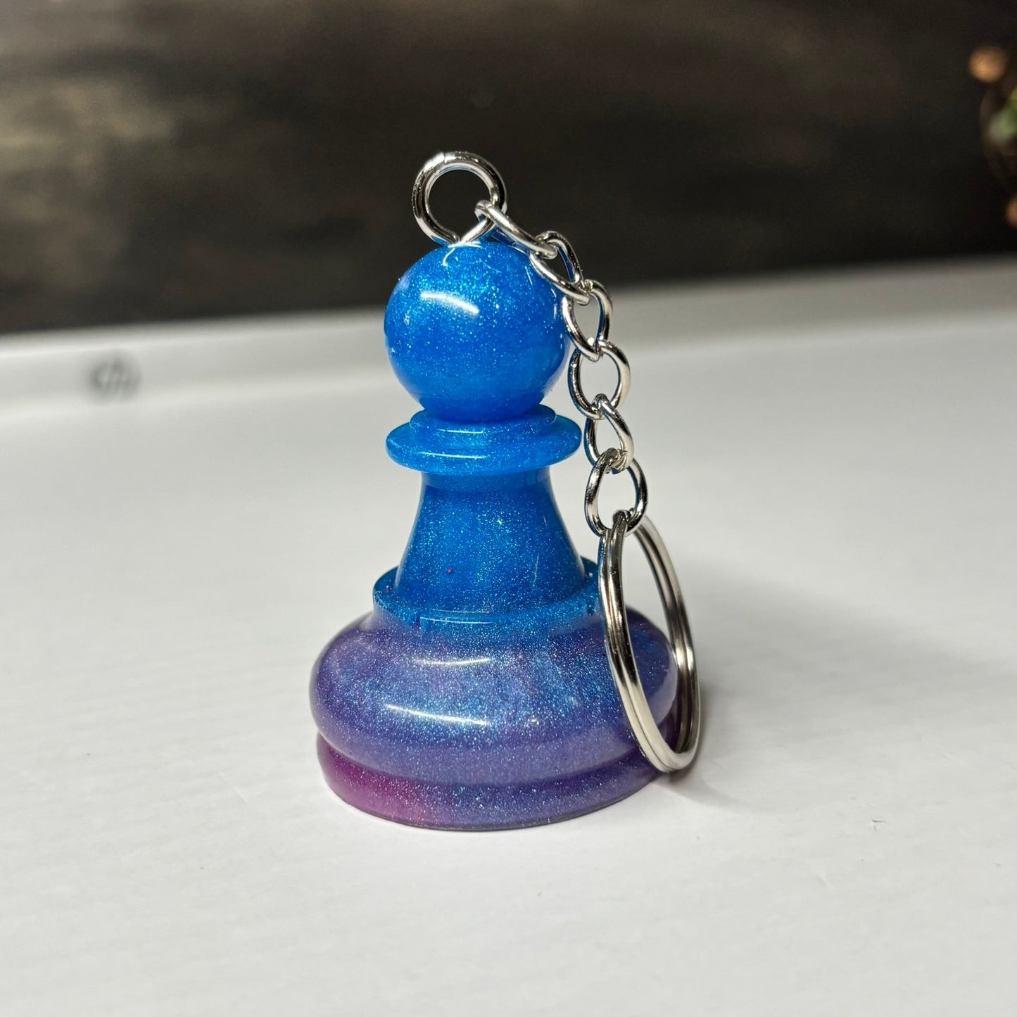 Pop Blue Pawn - Handmade Resin Keychain - Large Edition