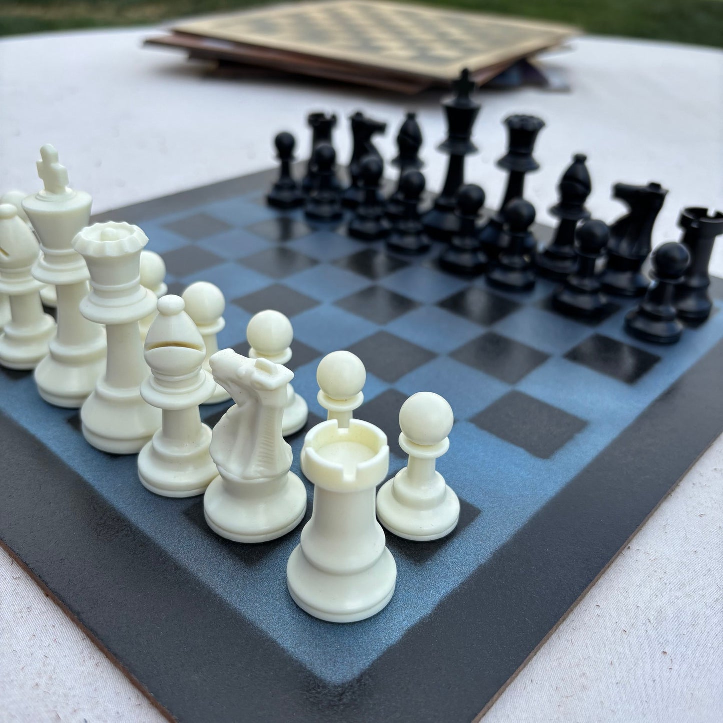 Simple Blue - Painted Chess Set