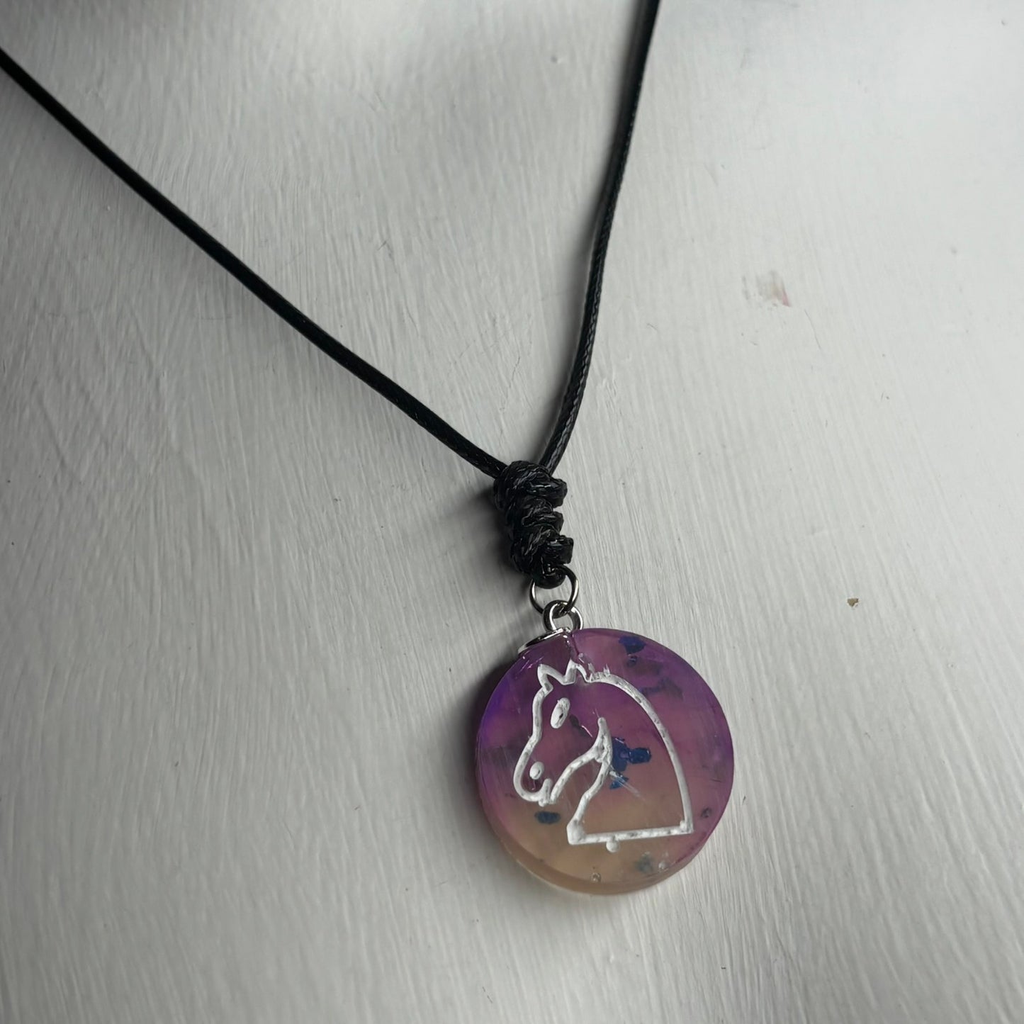 Purple Lush Knight - Handmade Resin Chess Necklace