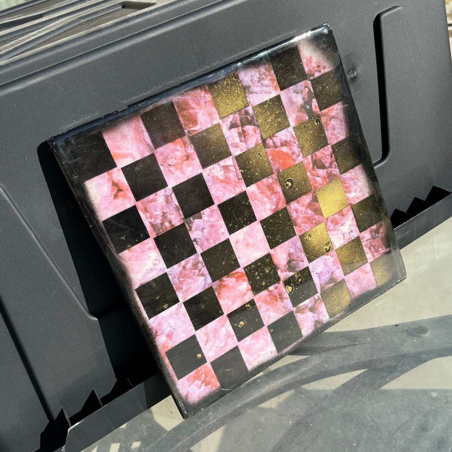 Pink Crystal Gold - Resin Coated Chess Board