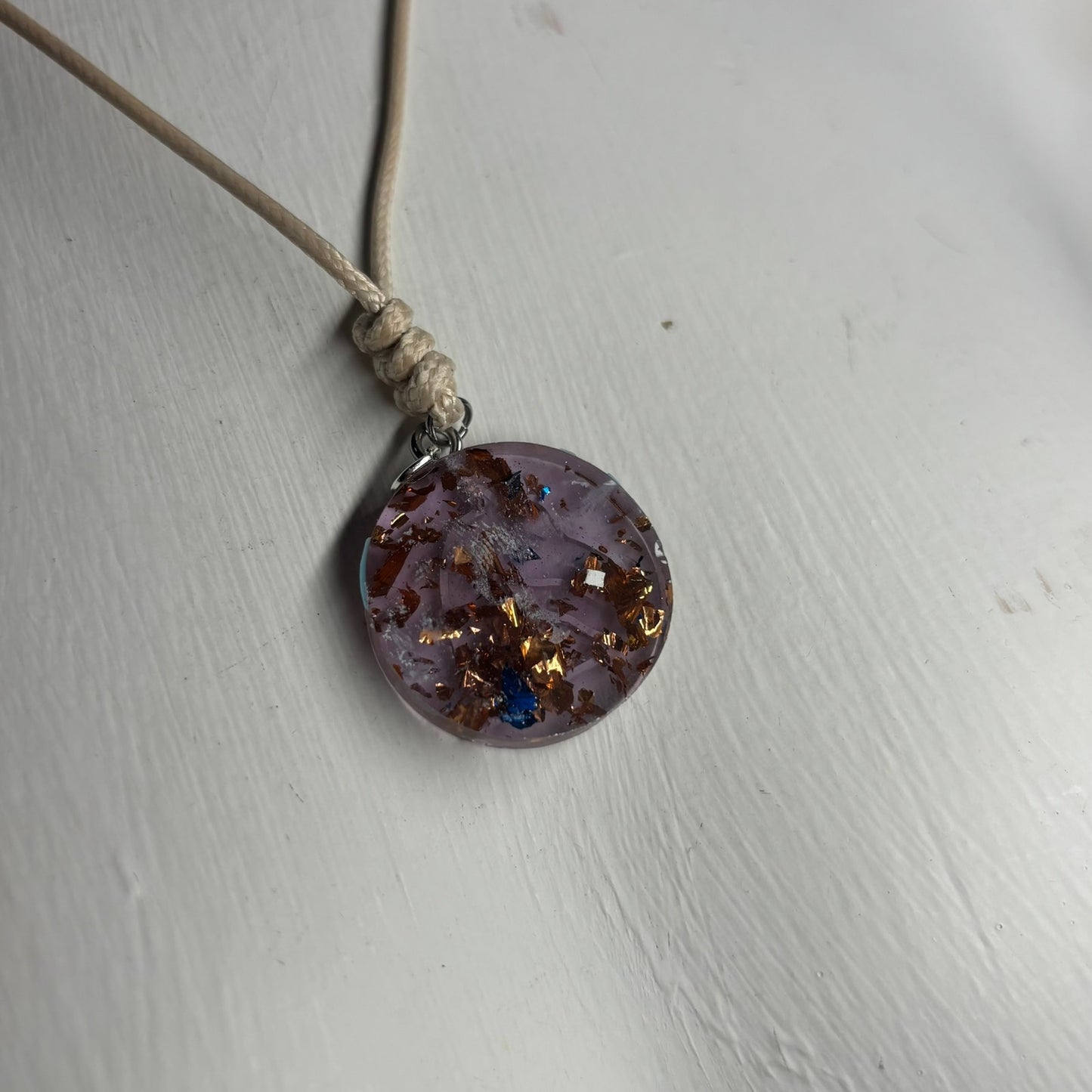 Cream Purple Knight - Handmade Resin Chess Necklace