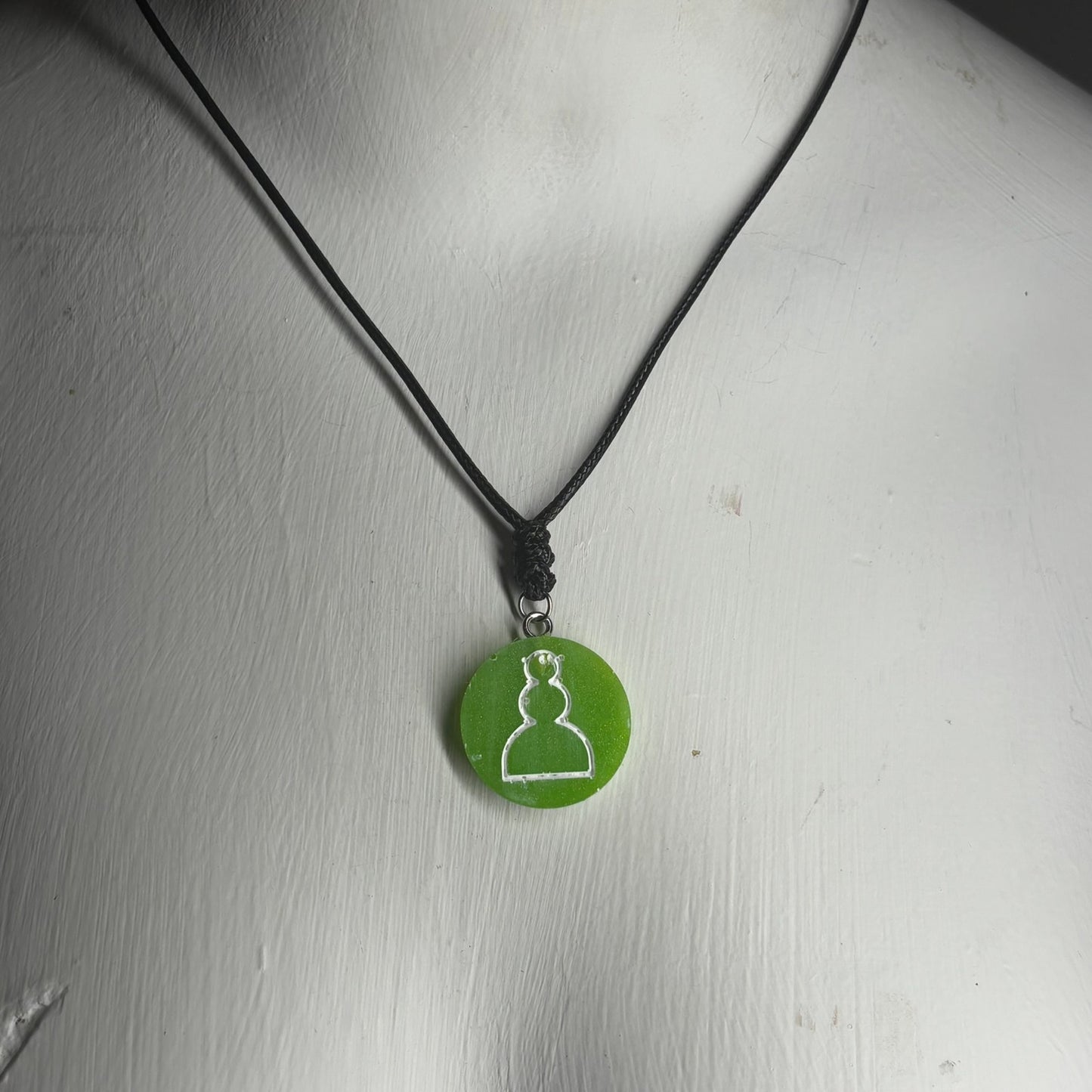 Green Apple Pawn - Handmade Resin Chess Necklace