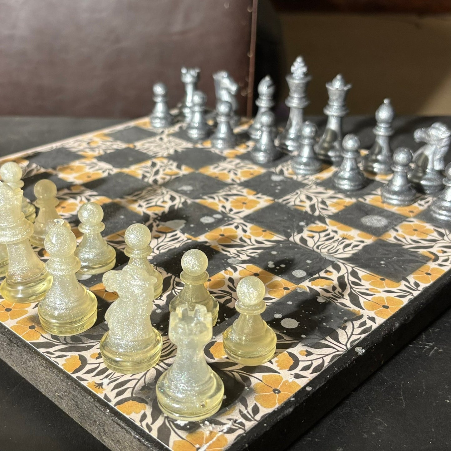 Vintage Brown Pattern - Scrapbook Chess Set