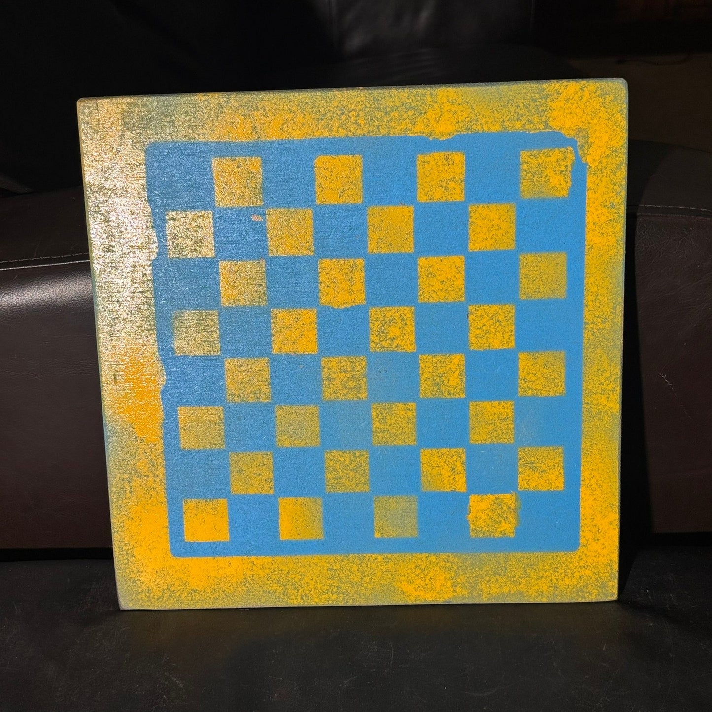 Blue Yellow - Painted Chess Board