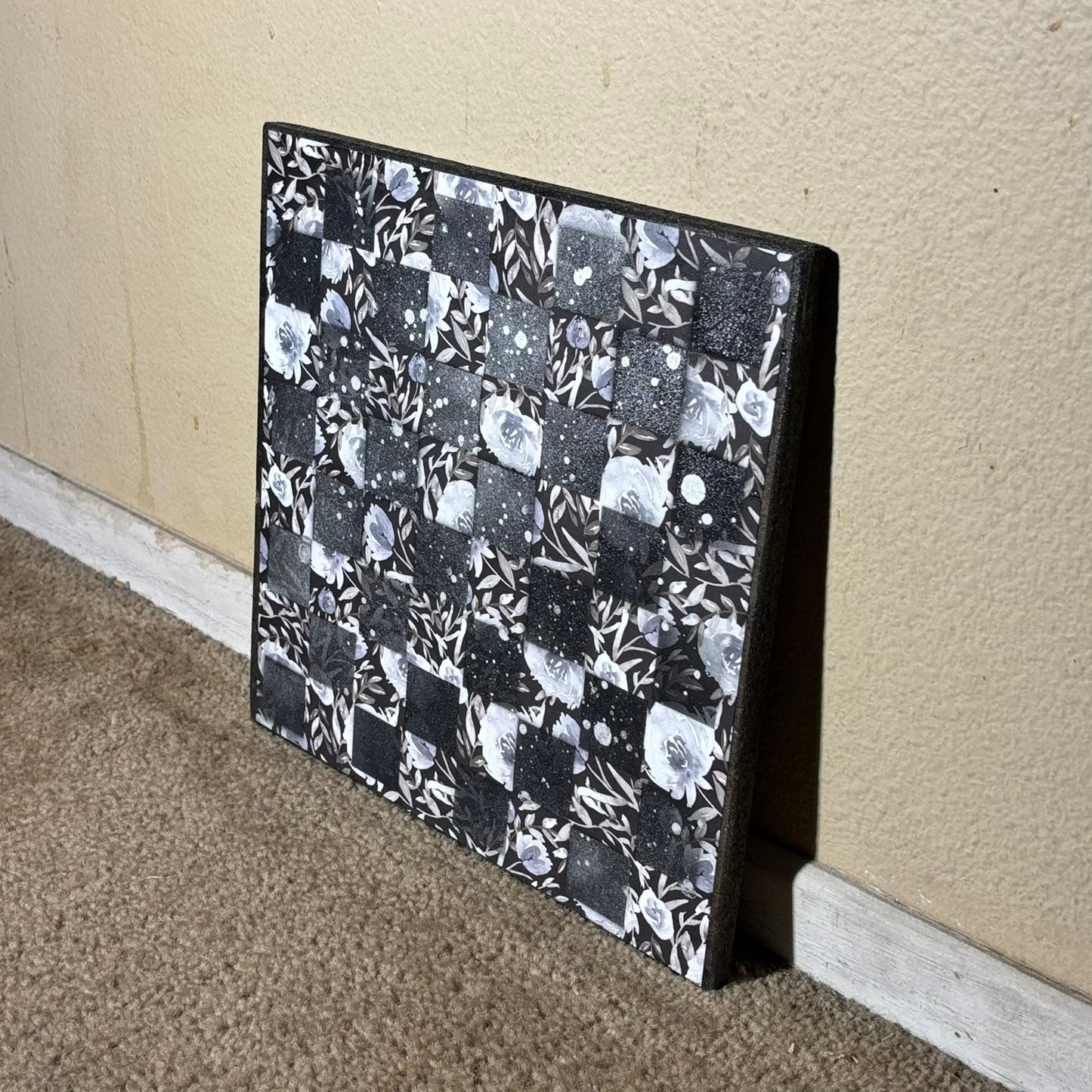 Snow Stained Flowers - Scrapbook Chess Board