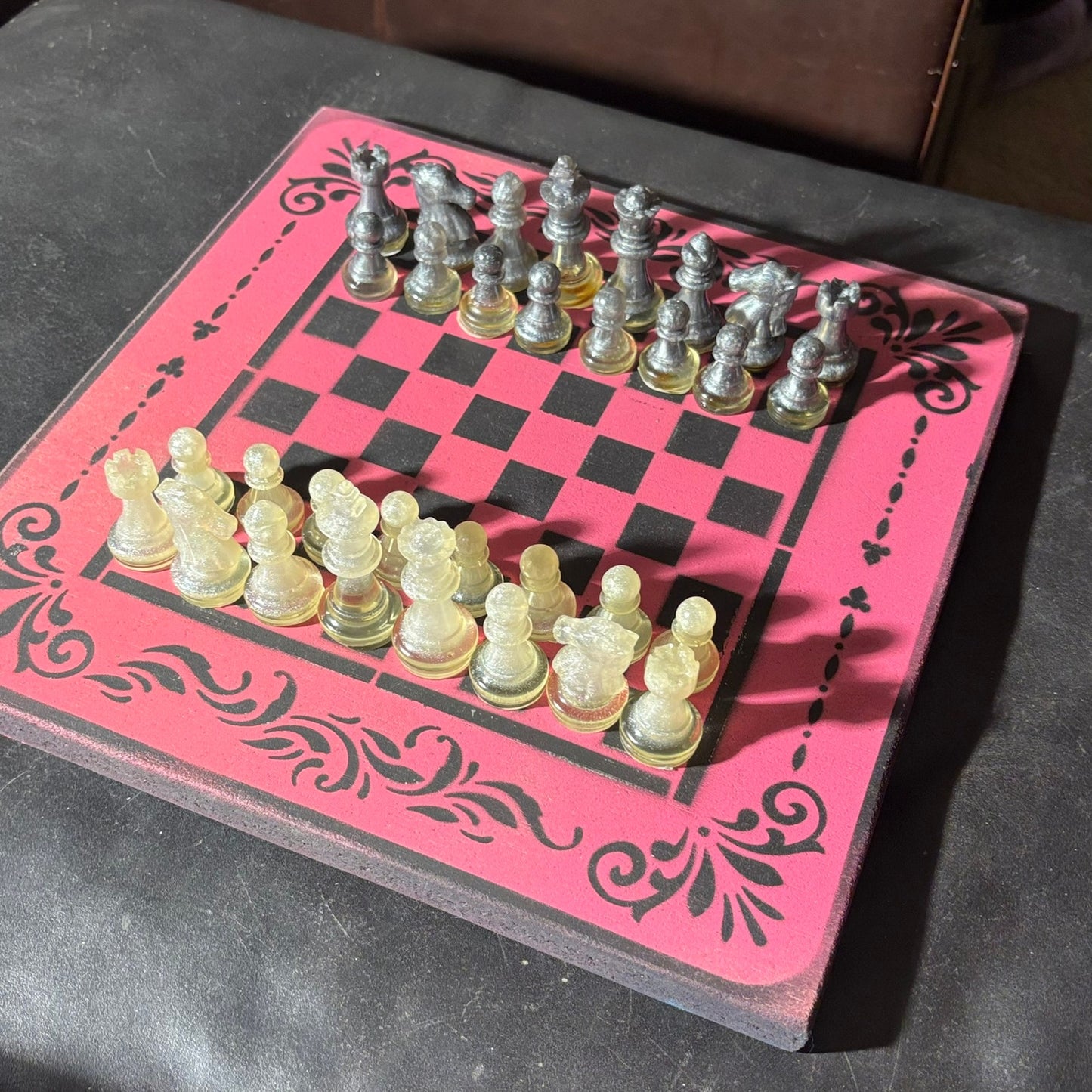 Pink & Black - Painted Chess Set