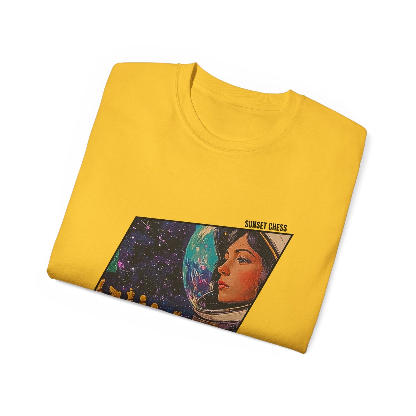 Woman in Space - Yellow Chess T Shirt