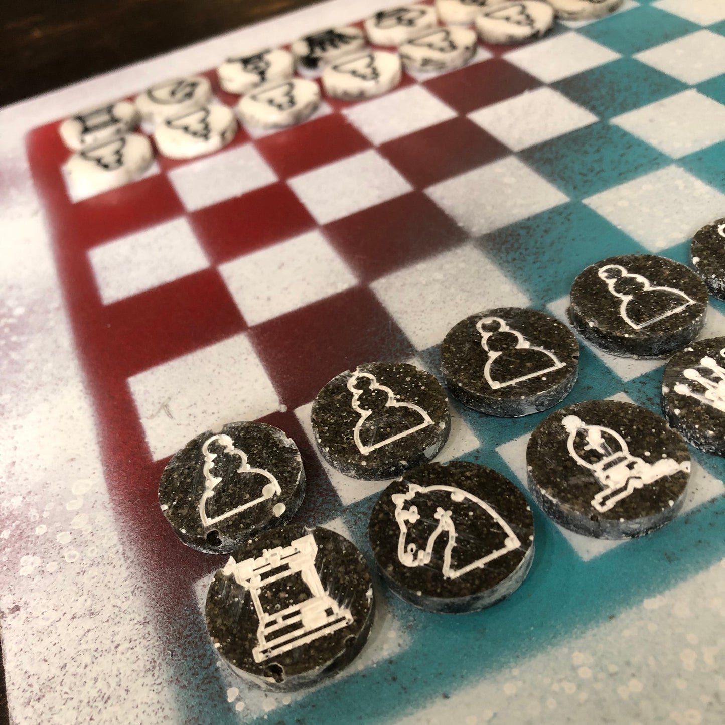 Popsicle White - Painted Chess Set
