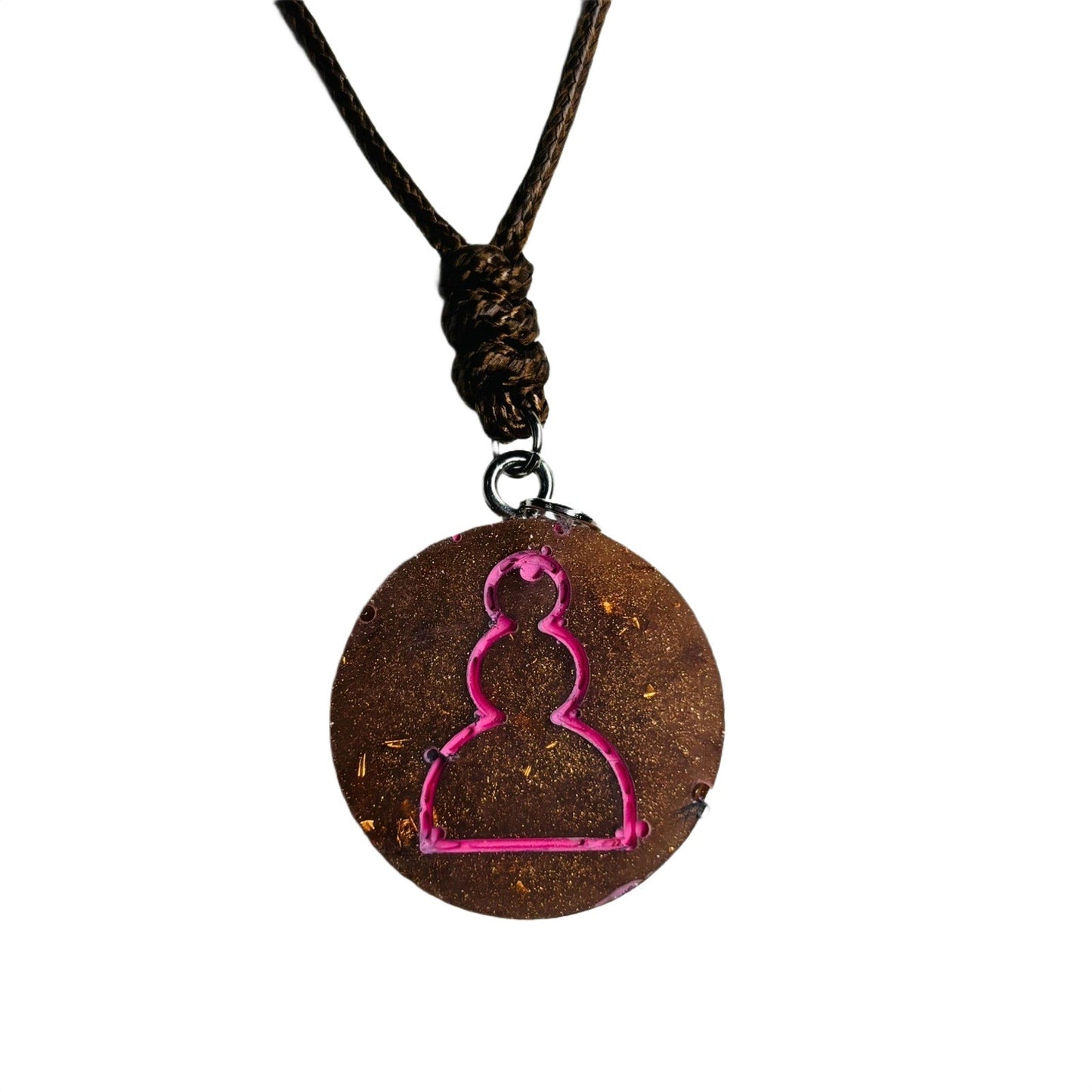 🎁 Bronze Pink Pawn - Handmade Resin Chess Necklace (100% off)