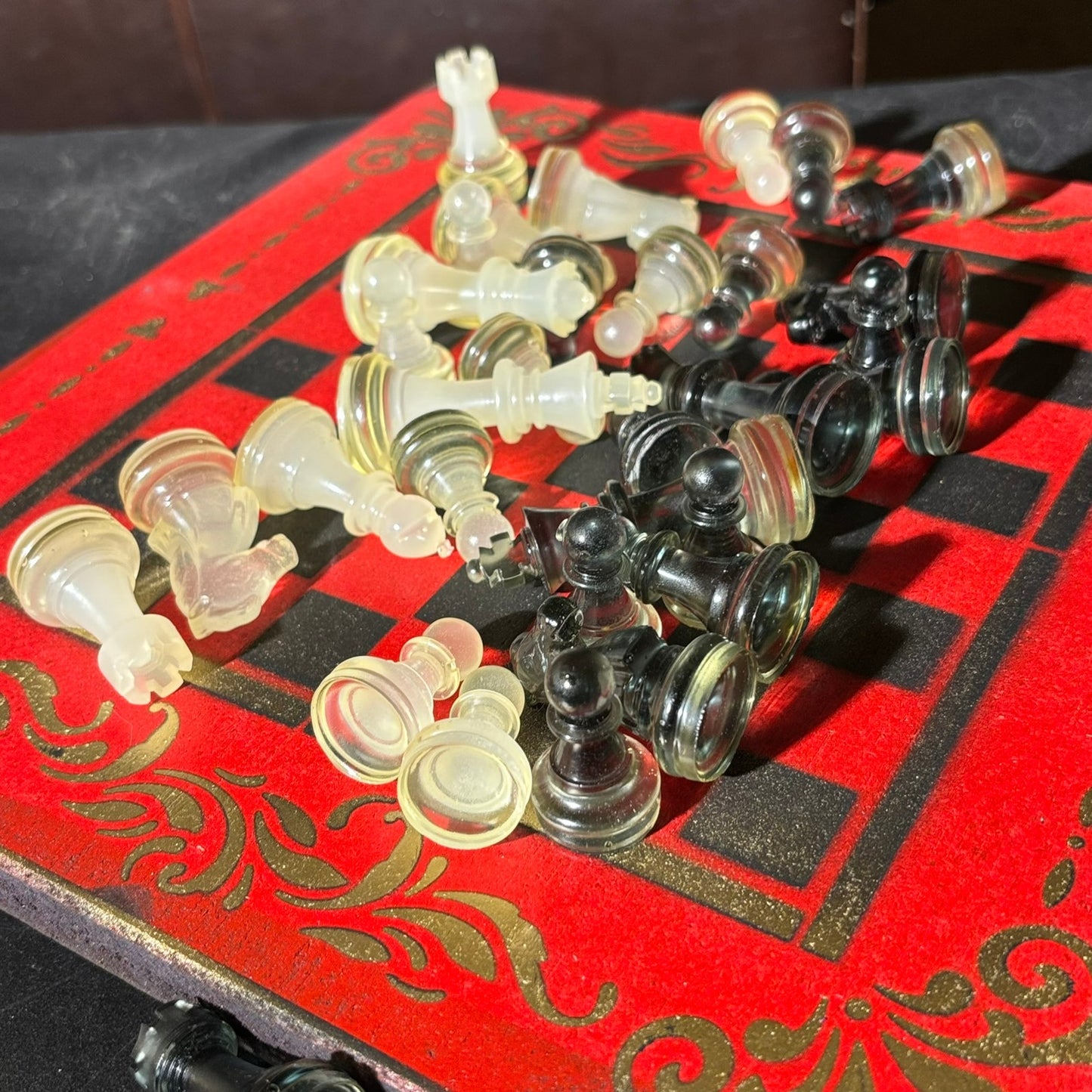 Golden Black & Red - Painted Chess Set
