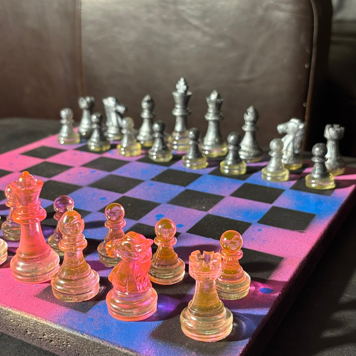 Purple Dripped Space - Painted Chess Set