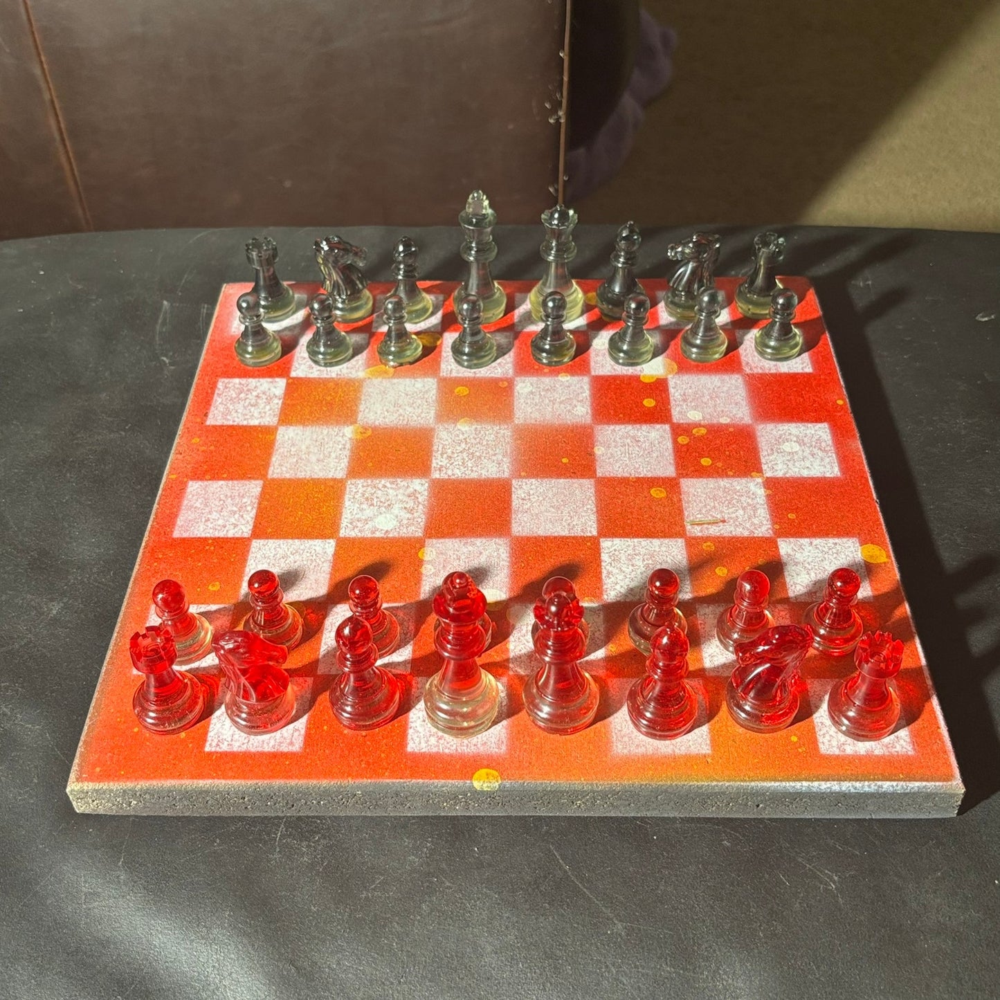 Opal Red - Painted Chess Set