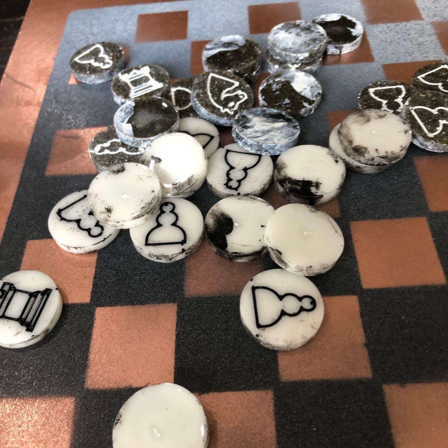 Bronze Black Snow - Painted Chess Set