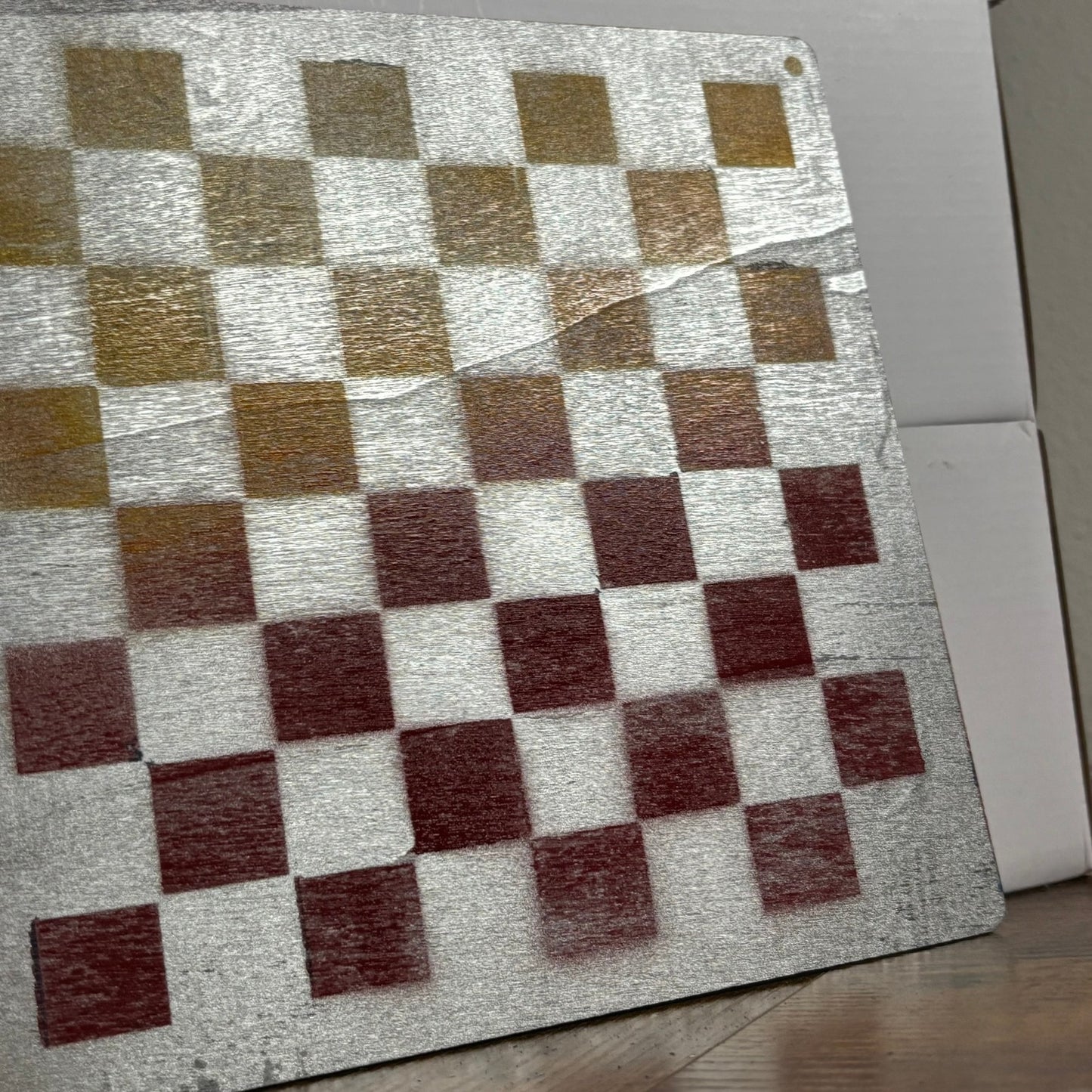 Yellow Red Chrome - Painted Thin Wooden Chess Board