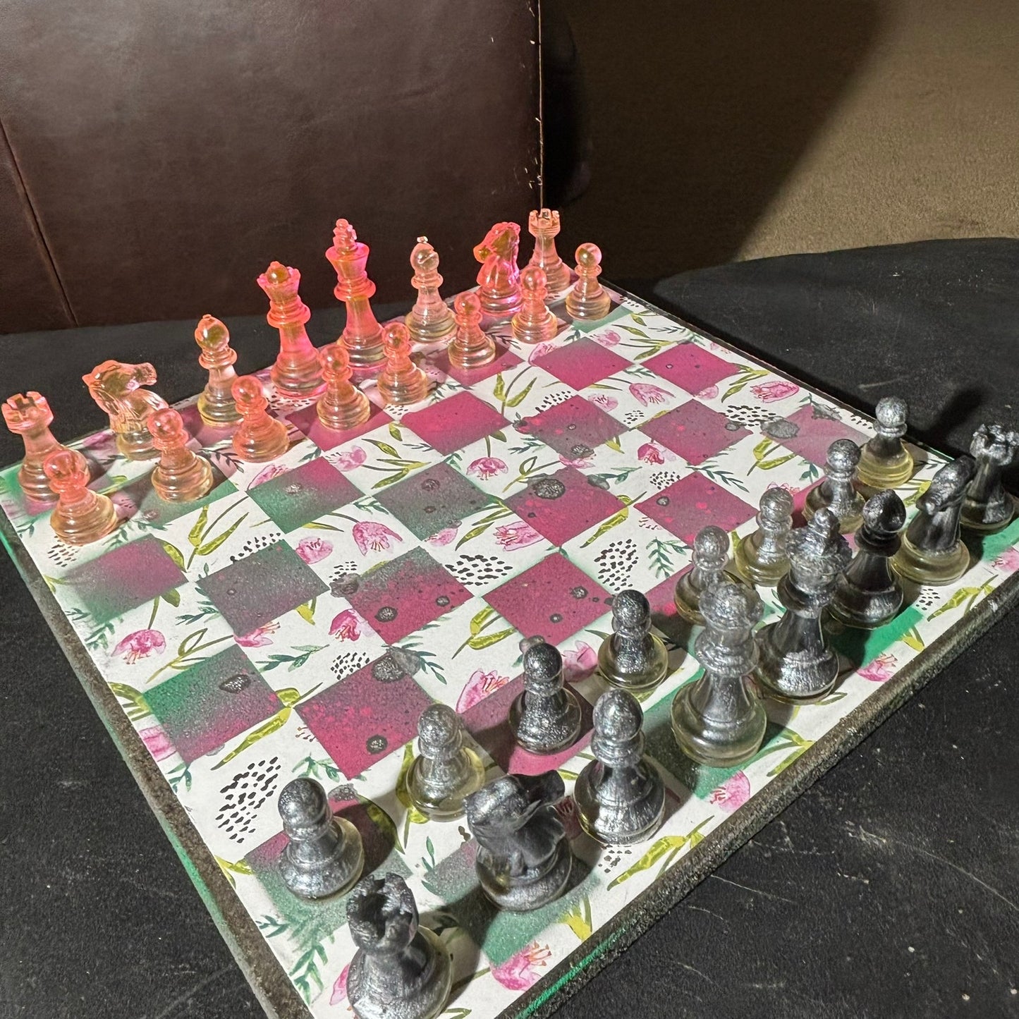 Vibrant Pink Lush - Scrapbook Chess Set