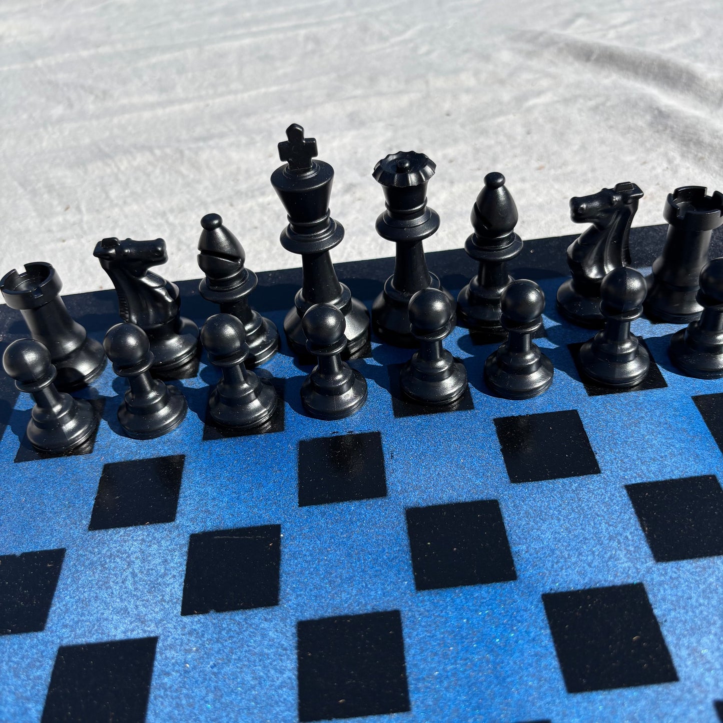 Blue & Black - Painted Chess Set