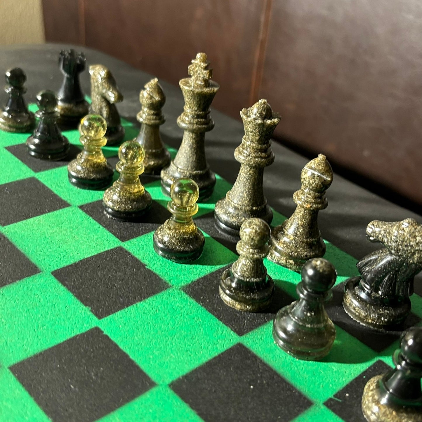 Opal Fire Green - Painted Chess Set
