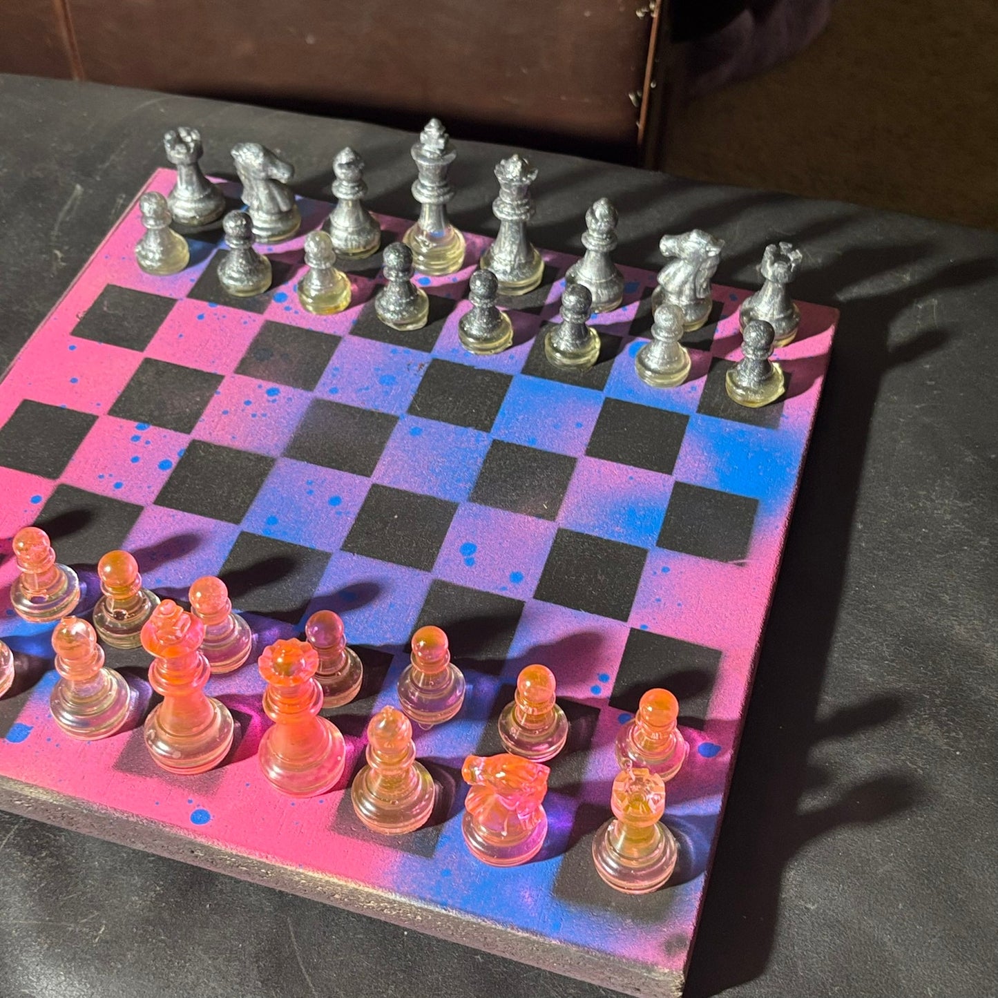 Purple Dripped Space - Painted Chess Set