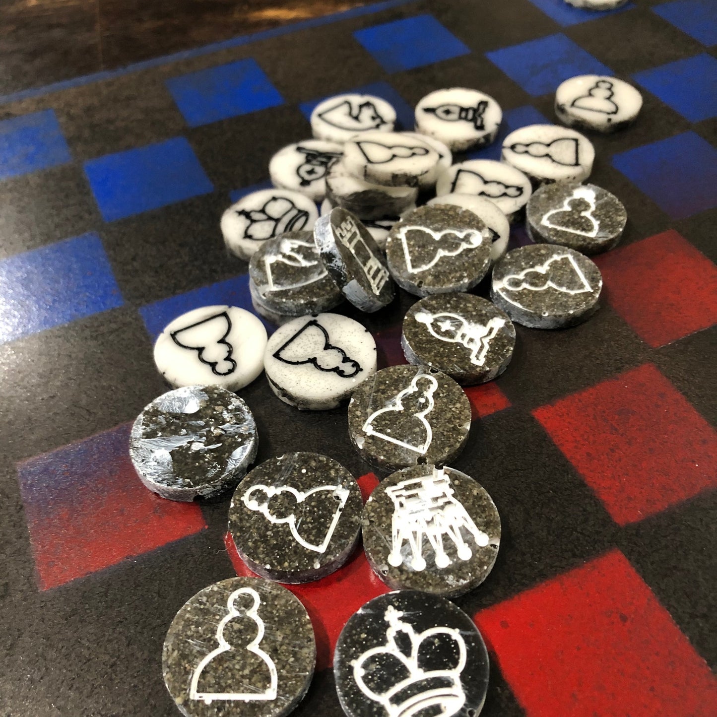 Stealth Blue & Red - Painted Chess Set