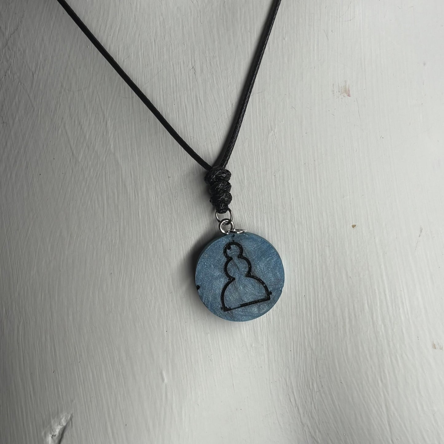 Smooth Blue Pawn - Handmade Resin Chess Necklace