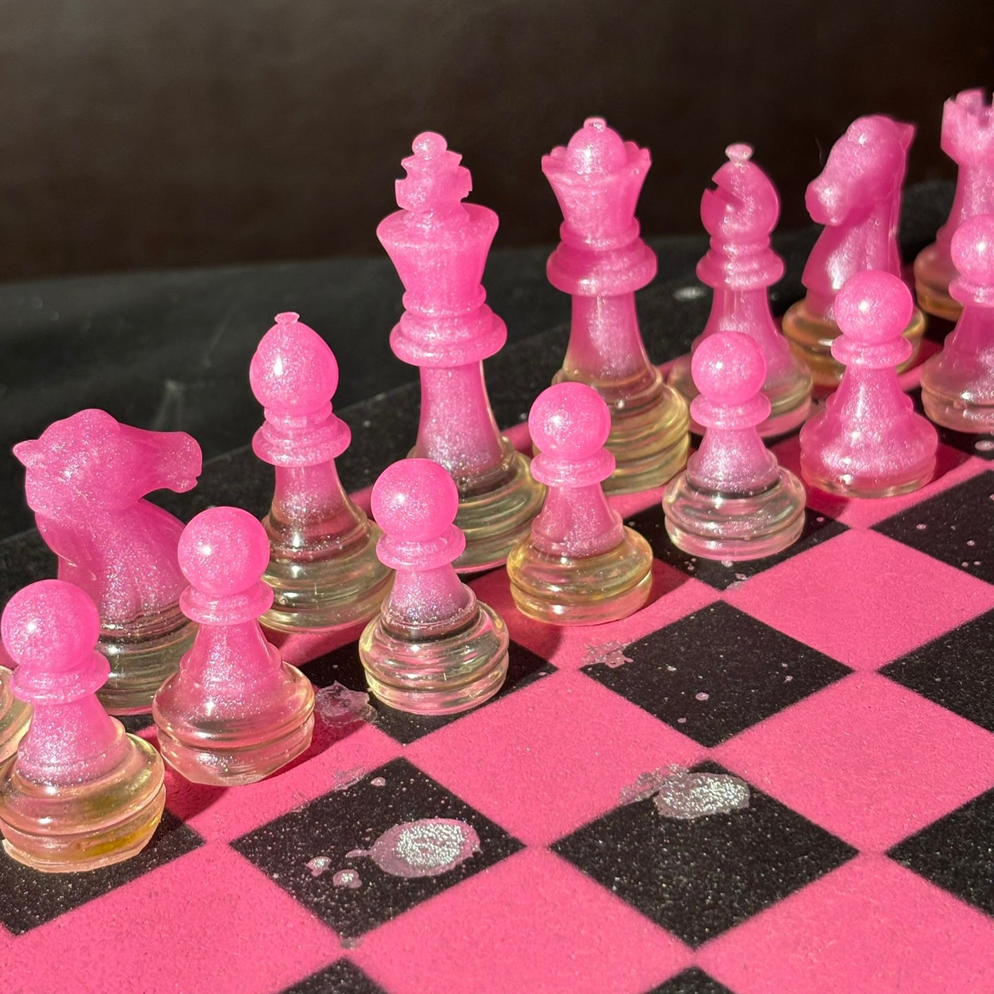 Pink & Black - Painted Chess Set