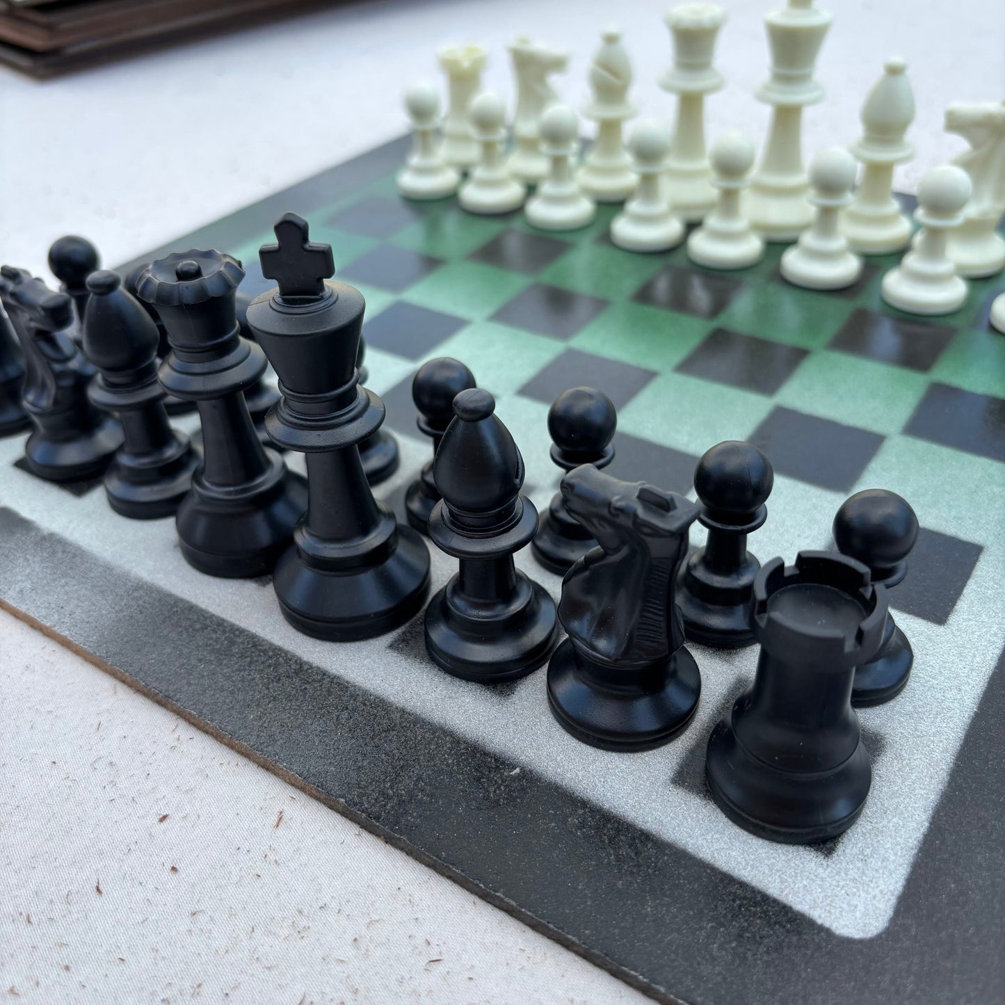 Fading Green - Painted Chess Set