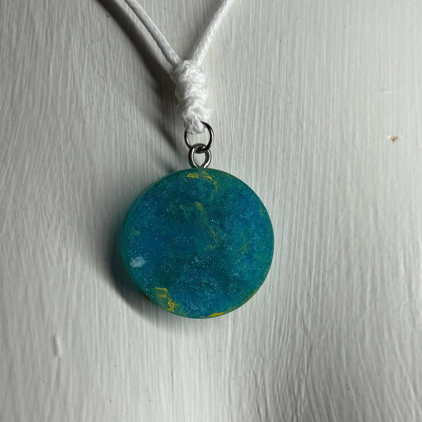 Aqua Green Rook - Handmade Resin Chess Necklace