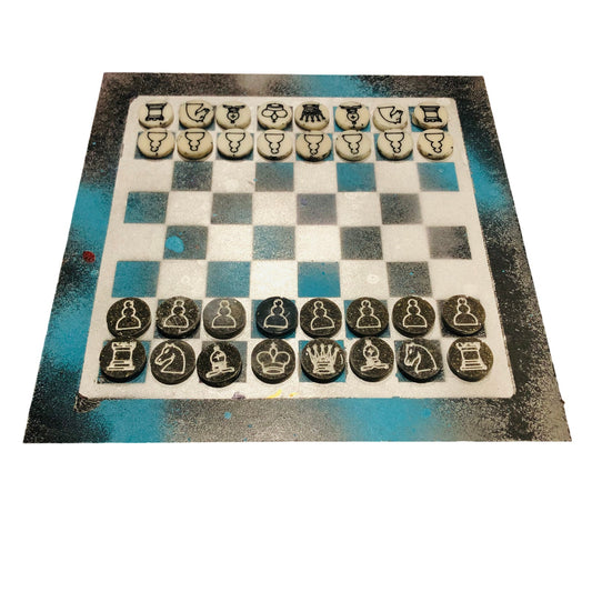 Blue Galaxy - Painted Chess Set