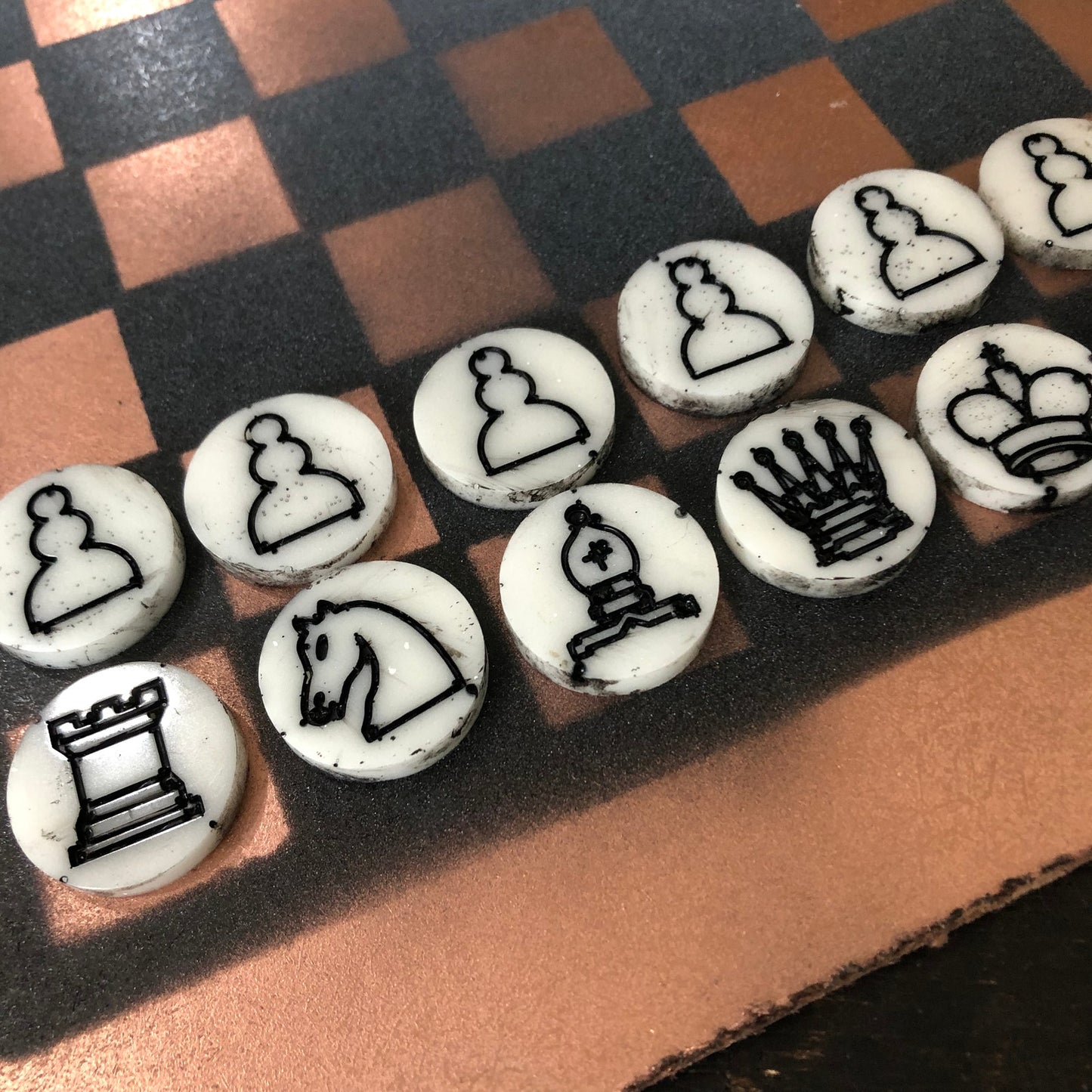 Bronze Black Snow - Painted Chess Set