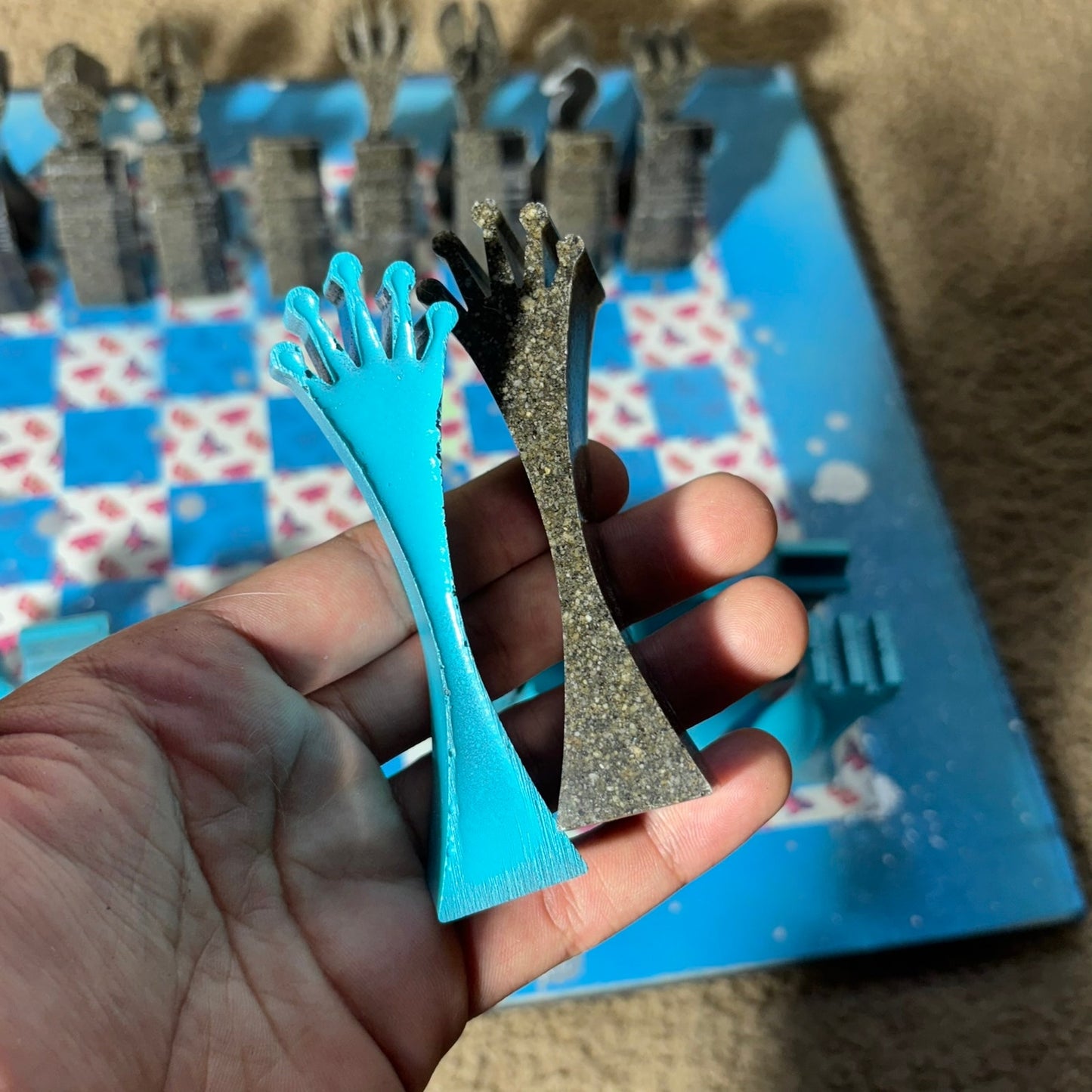 Blue Butterflies - Large Deluxe Chess Set