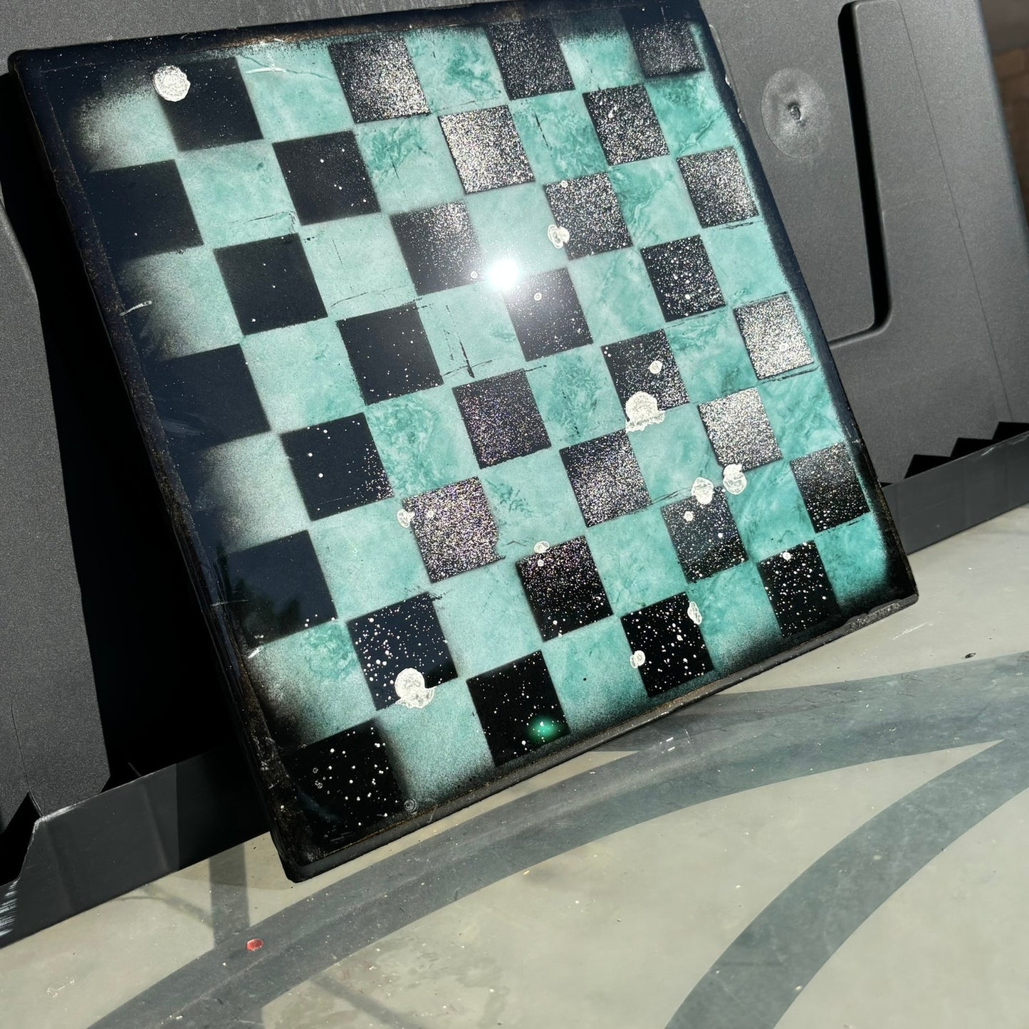 Green Emerald - Resin Coated Chess Board