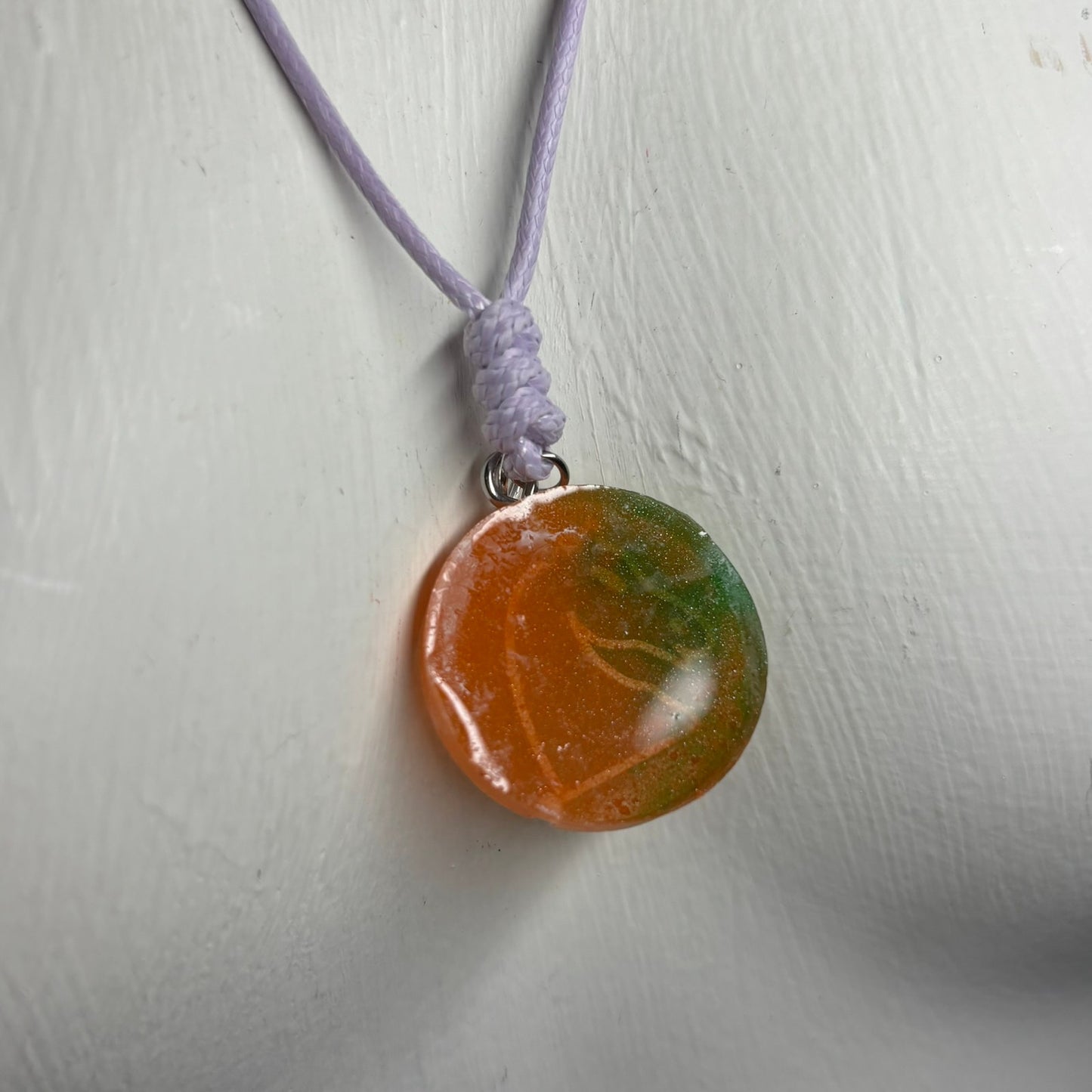 Orange/Green Knight - Handmade Resin Chess Necklace