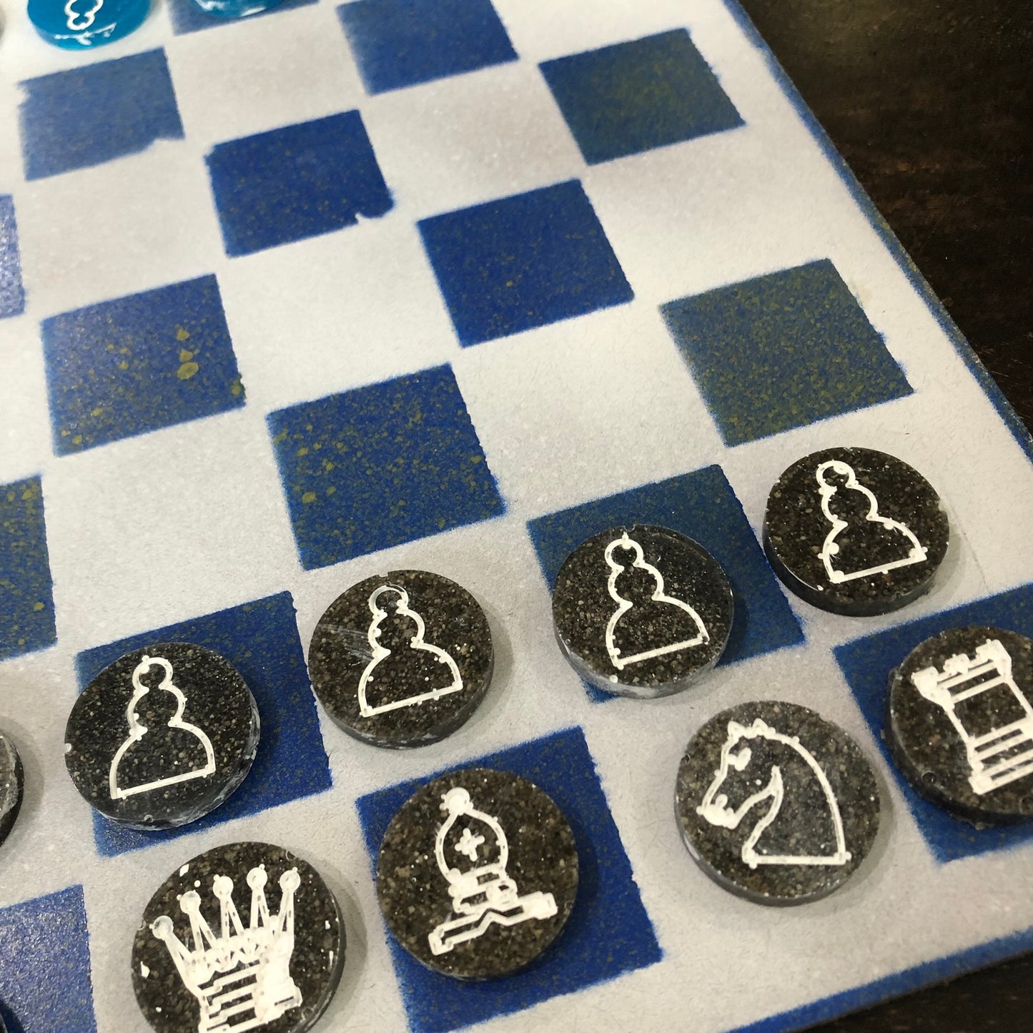 Chrome Blue - Painted Chess Set