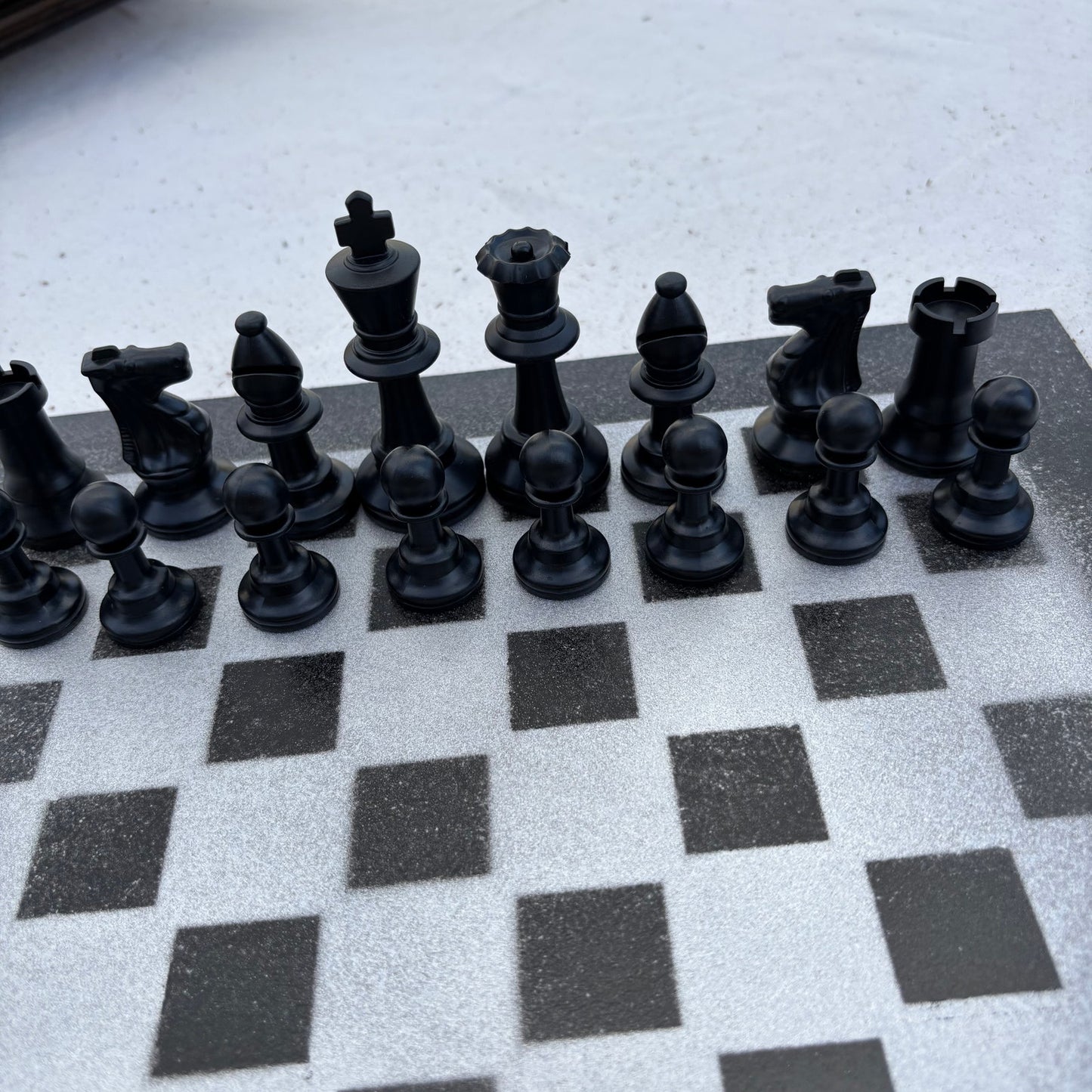 Gray & Black - Painted Chess Set