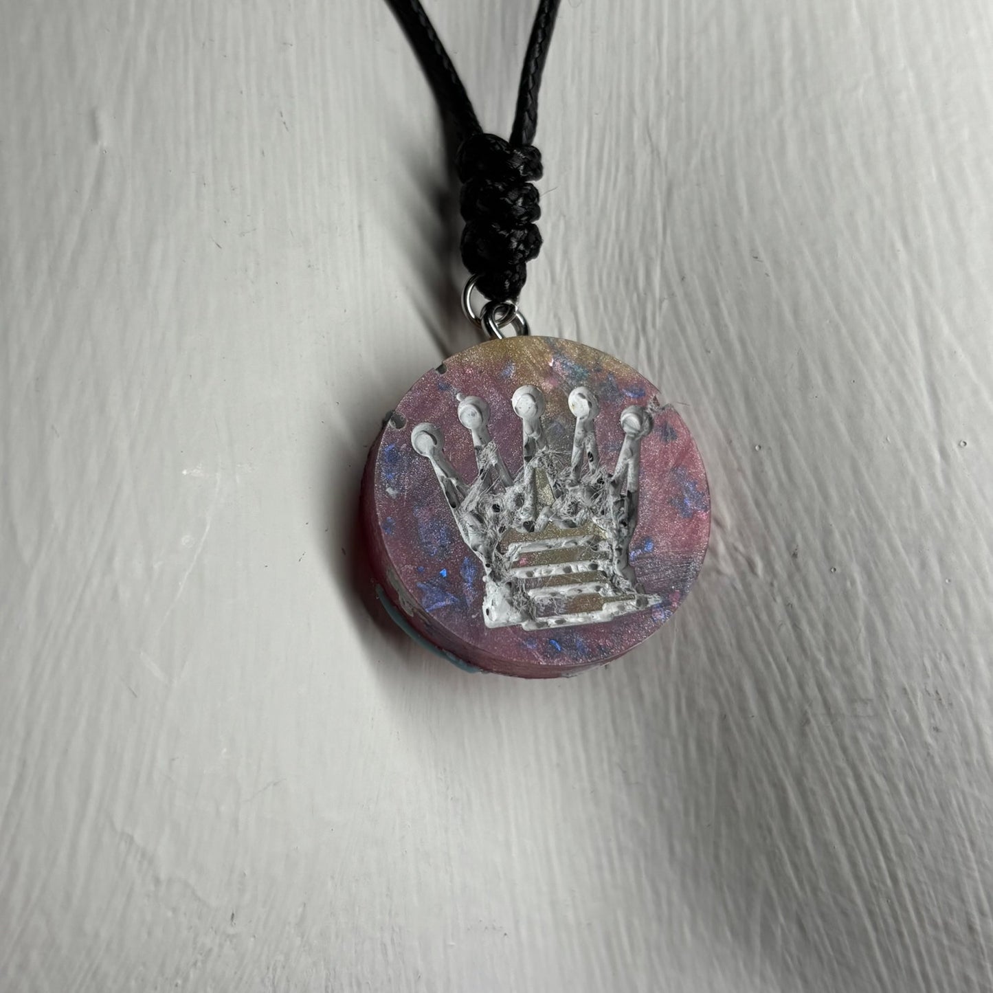 Crystal Pink Queen - Handmade Resin Chess Necklace