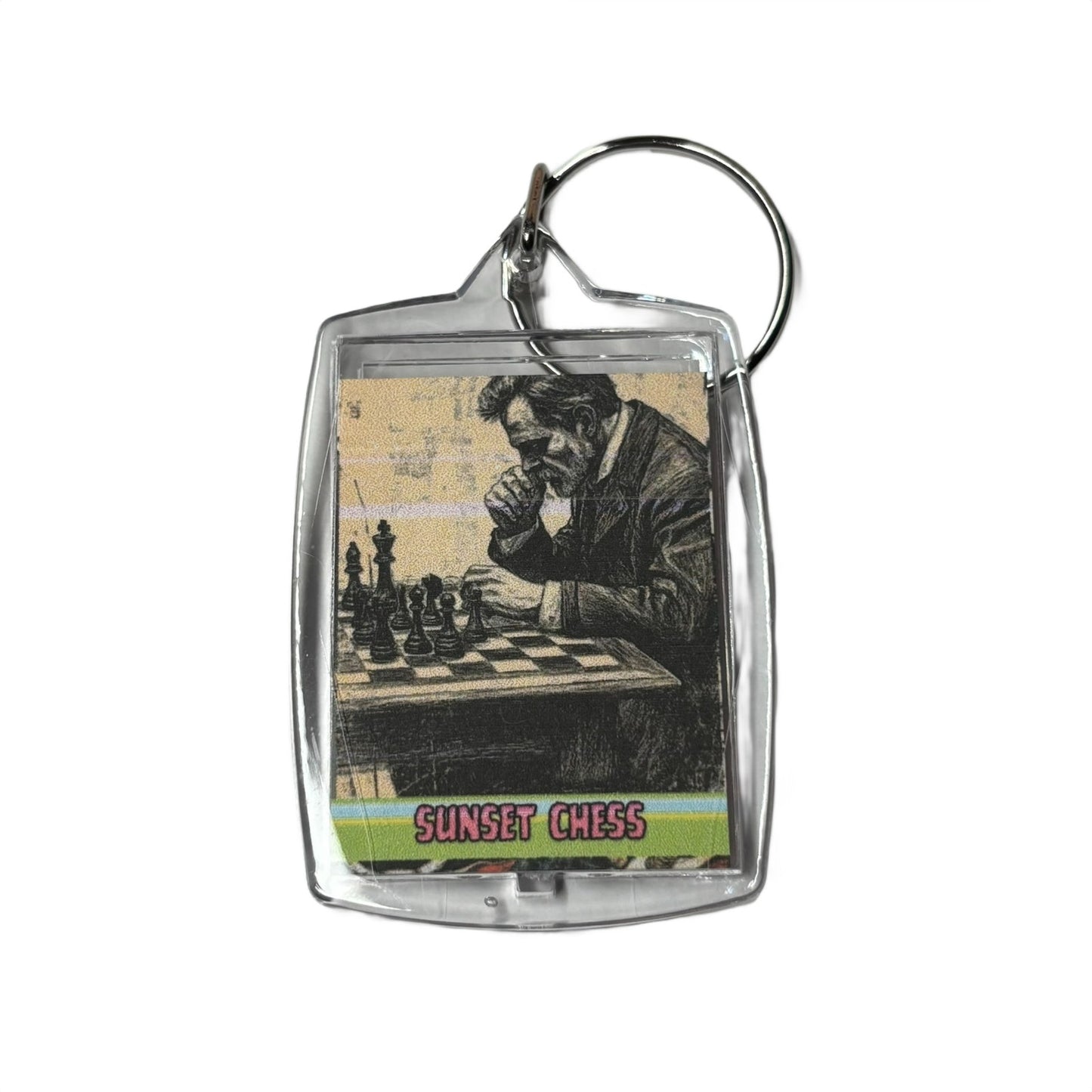 Old Fashioned Chess - Sunset Chess Photo Keychain