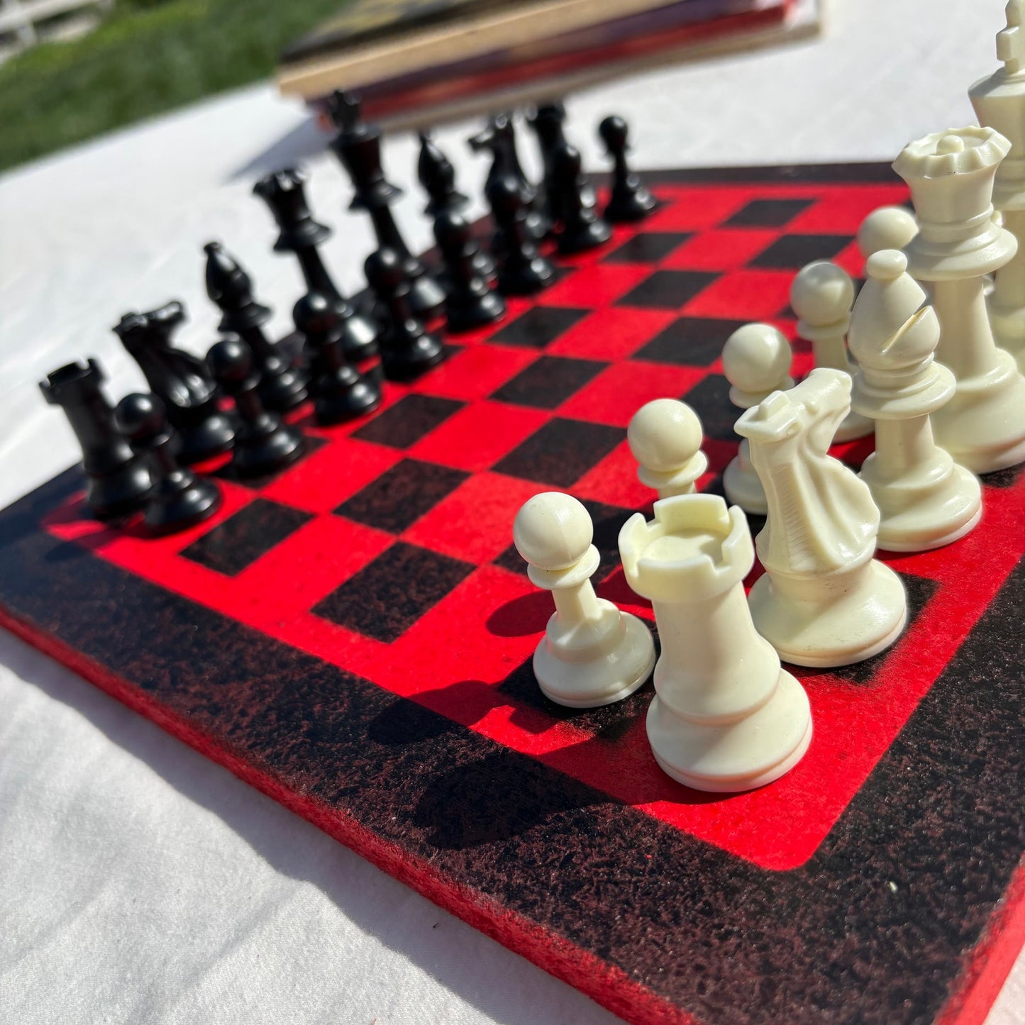 Red & Black - Painted Chess Set