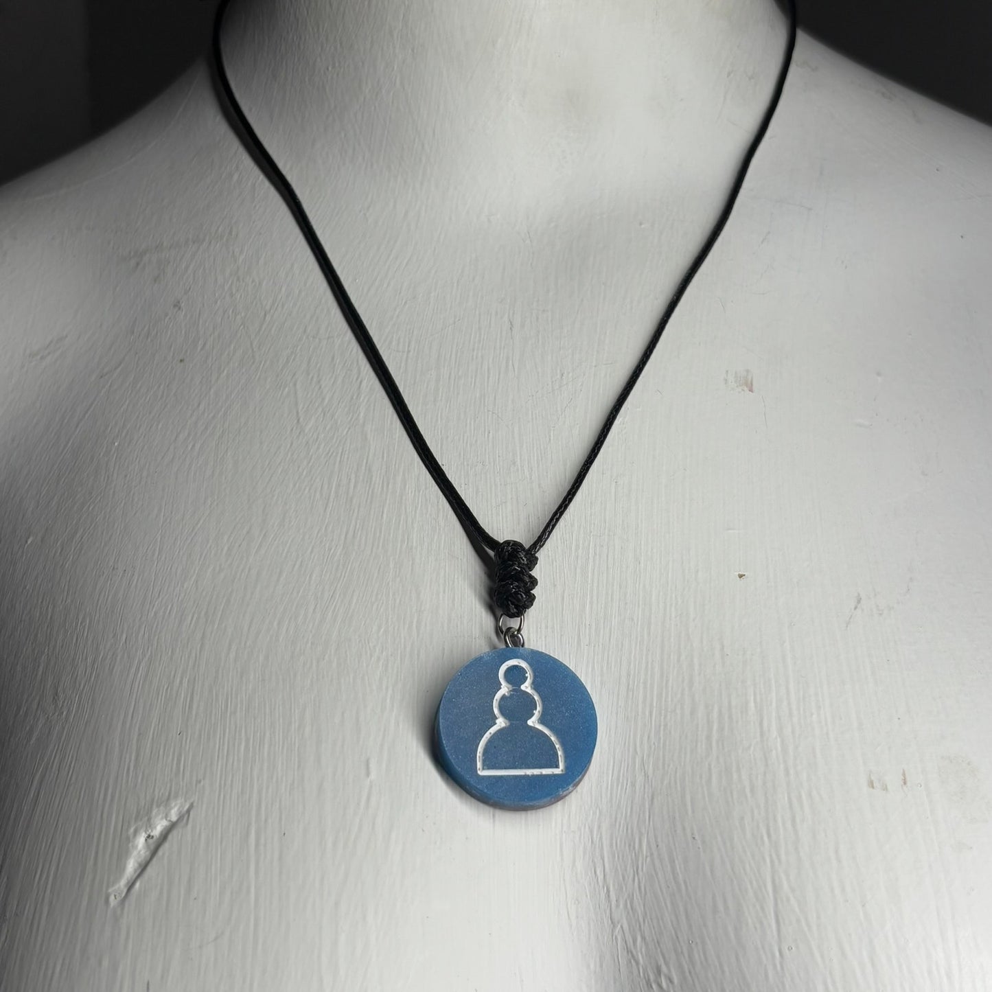 Simple Blue Pawn - Handmade Resin Chess Necklace - Flat Edition